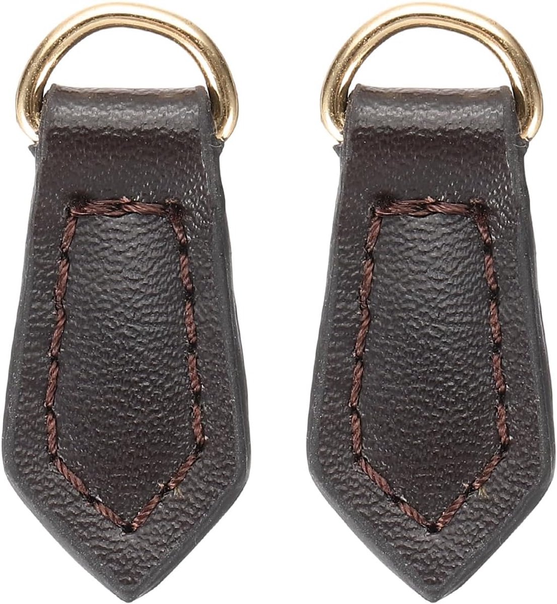 2 stuks lederen ritssluitingen, 3,8 cm, lussen voor ritssluitingen van suède in bladvorm, vervanging voor ritssluitingen voor doe-het-zelf kleding, jassen (donkerbruin)
