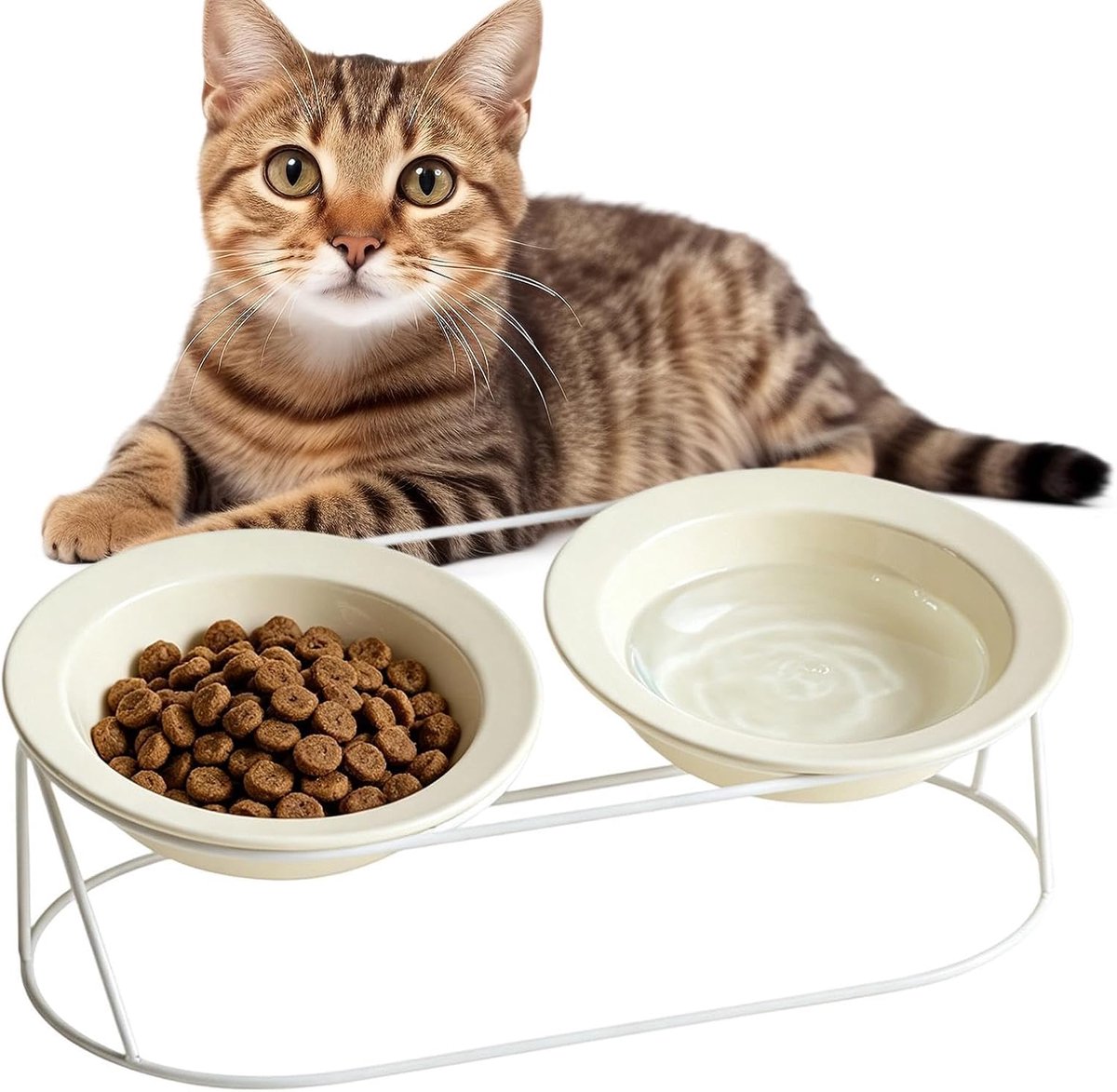 Kattenbakjes Kantelbestendige Waterbak | Nekbeschermende Wijde Opening Kattenvoerbak Verhoogd Voor Puppy Hond Vermoeidheidsverlichting Binnen Buiten Reizen Thuis