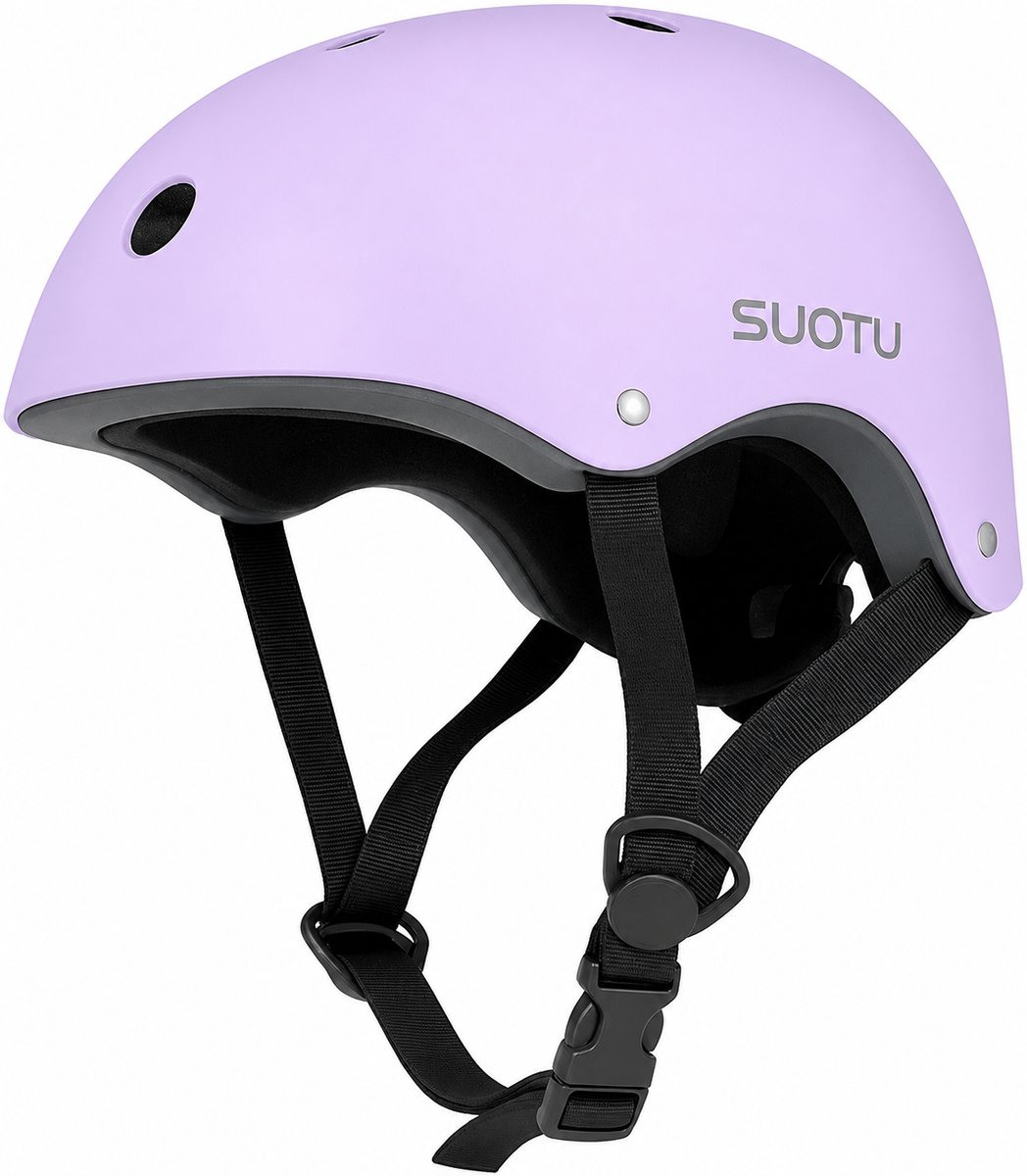 Suotu Kinderhelm - Verstelbare Fietshelm & Skatehelm - Voor Fietsen, Steppen, Skateboarden & BMX - Maat M - Paars