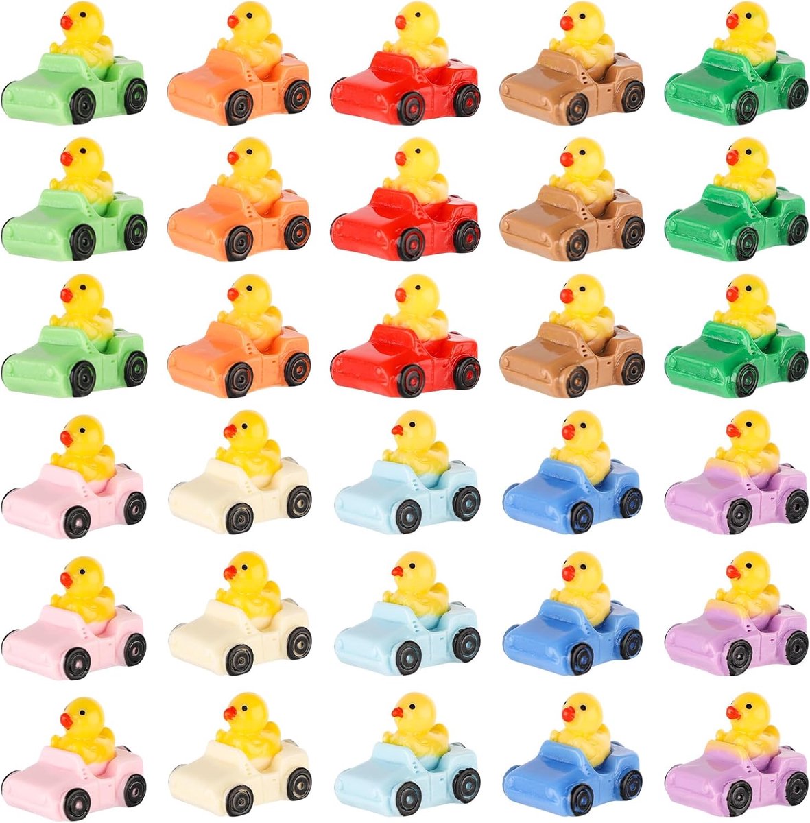 30st Mini Resin Eenden, 10 Kleuren Miniatuur Eendenfiguren Schattig Micro Eenden Grappig Mini Resin Auto voor Poppenhuis Huis Kantoordecoratie