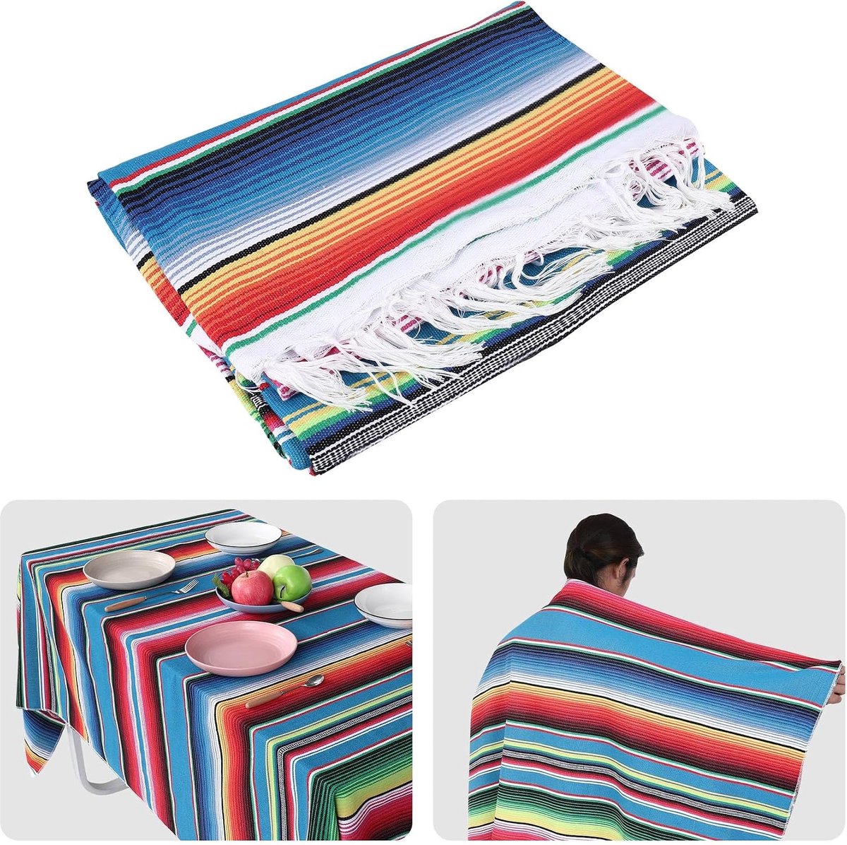 deken Sarape Picknickdeken Tafeldeken Hot Bar voor Yoga, 120 x 180 Cm