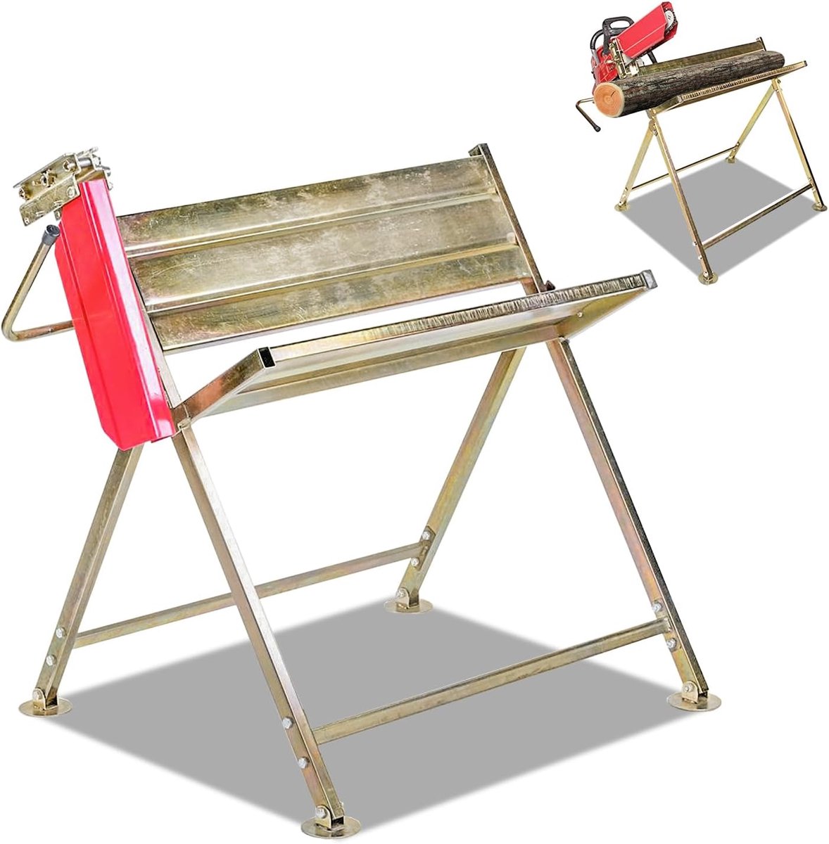 Zaagbok met kettingzaaghouder, kettingbescherming, kan tot 150 kg worden belast, zaagbok voor kettingzagen, 81 x 72 x 78,5 cm zaagbok opvouwbaar, geschikt voor zagerijen werkplaatsen