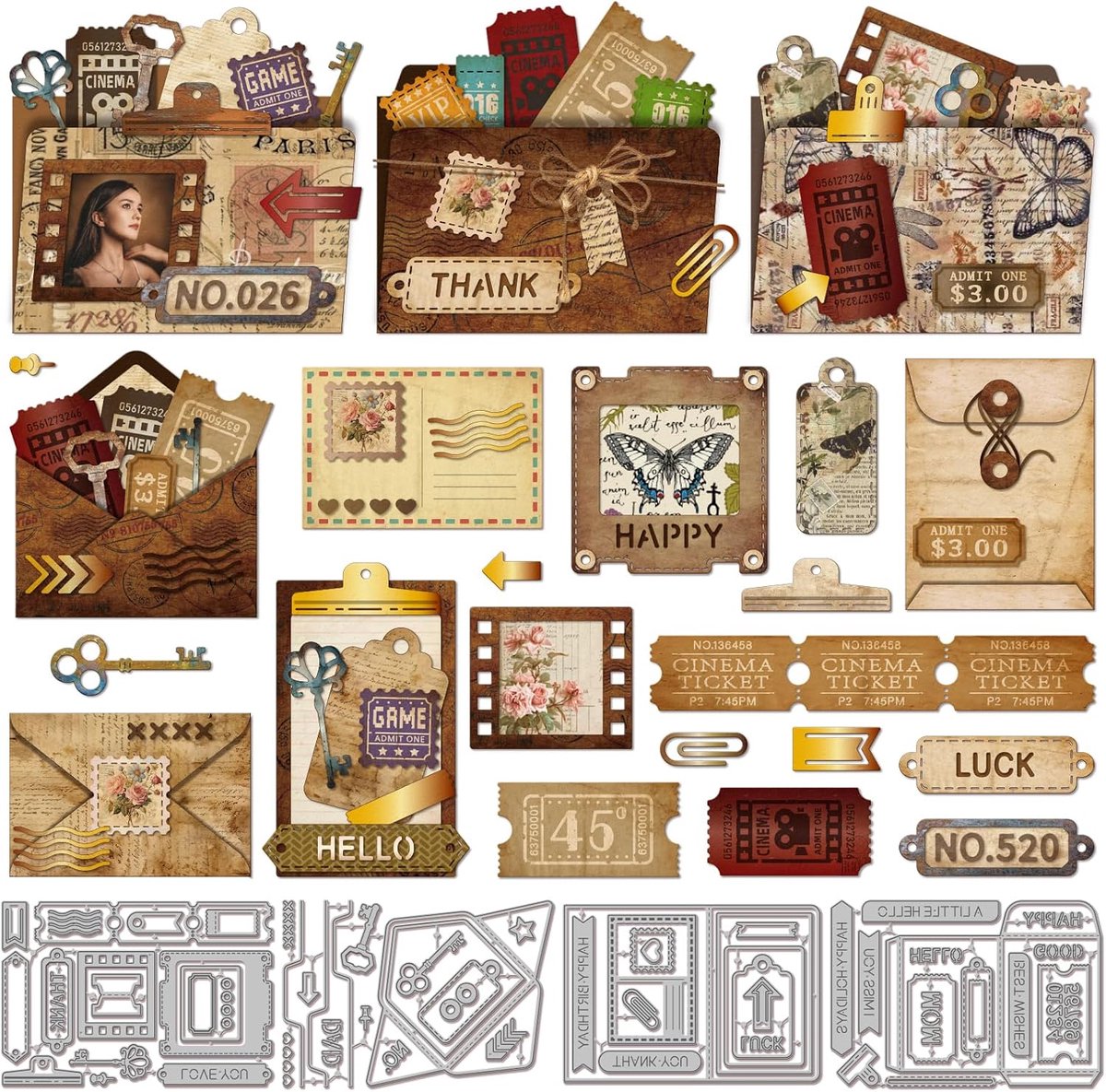 Mappen Enveloppen Slides Snijmallen voor Kaarten Maken Foto Kaart Metalen Die Cuts Poststempel Snijden Dies Sjablonen Voor Scrapbooking Journal Embossing Papier Craft Decor