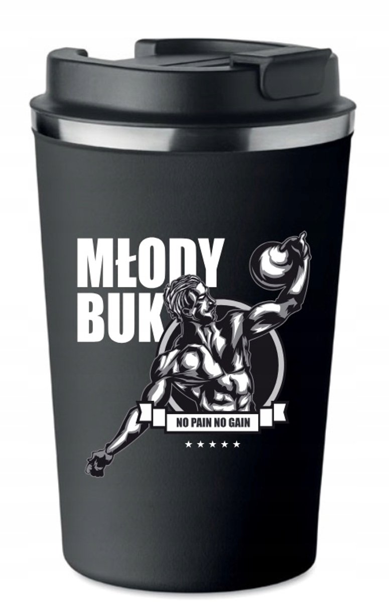 Merkloos Thermosbeker Zwart 350ml - Ideaal voor Koffie & Thee Onderweg
