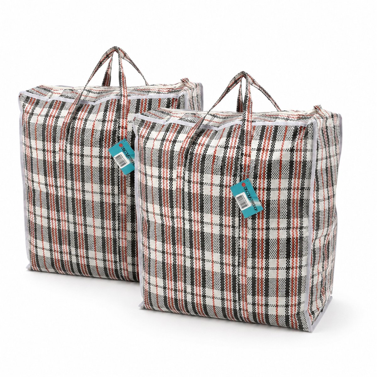 Boodschappentassen met Rits 45L – 2 Stuks Grote Shoppers 45 x 50 x 20 cm – Opbergtassen & Verhuistassen voor Kleding, Beddengoed, Boodschappen & Reizen