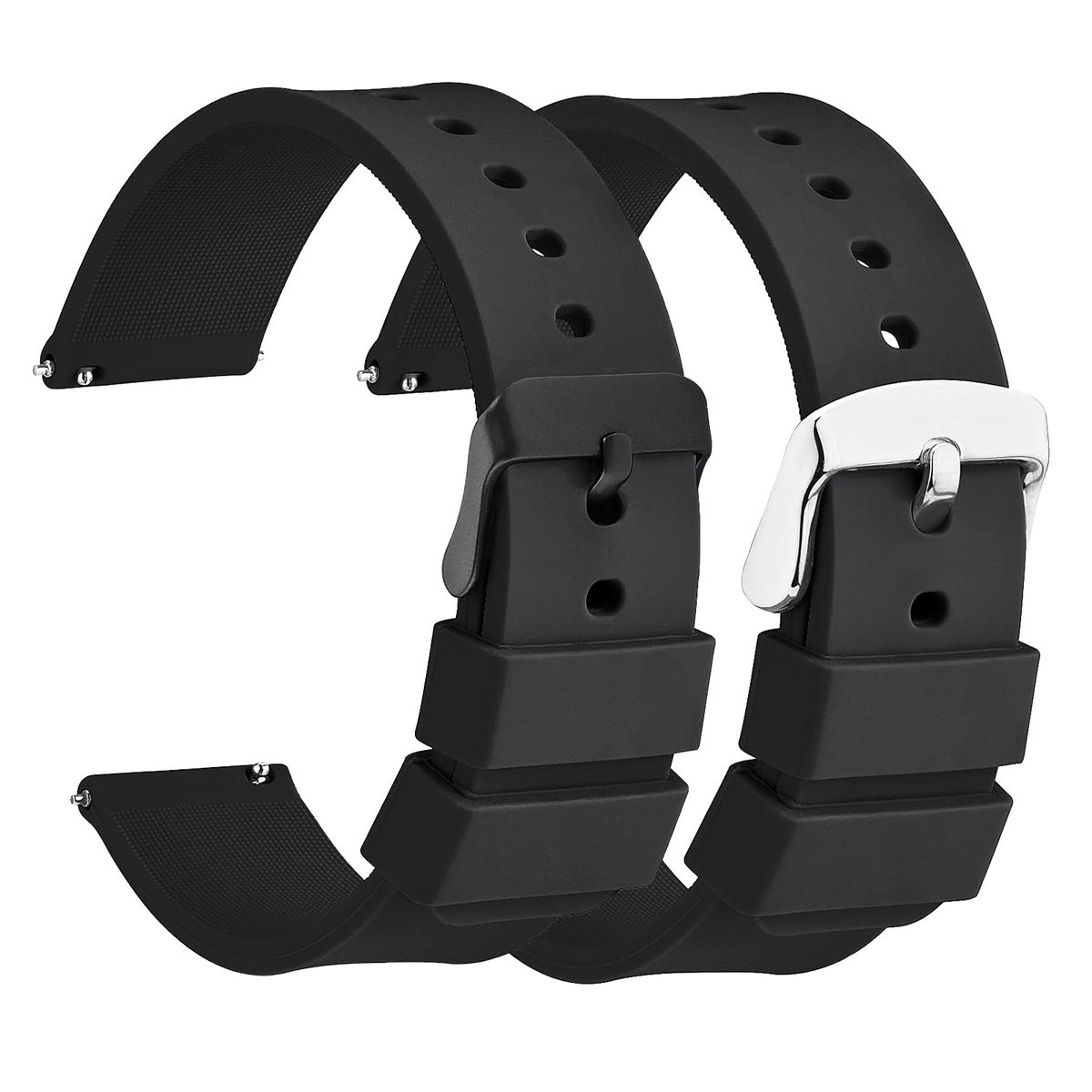 Horlogeband voor smartwatch 22mm - siliconen zwart - waterdicht - comfortabel dragen - ShopVlot
