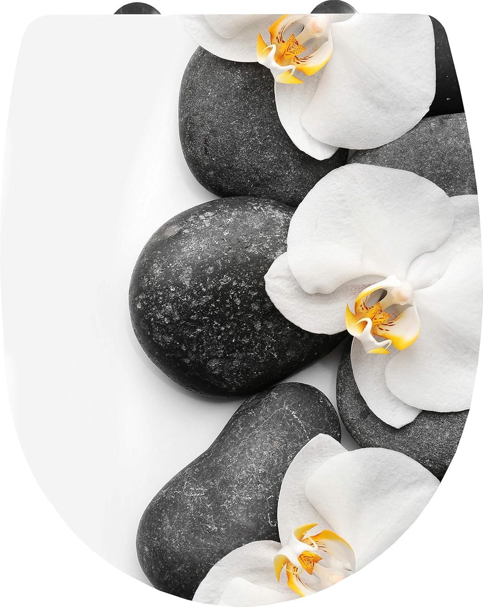 Wc-bril "Orchidee" - aantrekkelijk design - onderhoudsvriendelijk thermoplast - Quick up & Clean functie - automatische sluiting - comfortabele montage van bovenaf/toiletbril/wc-deksel /