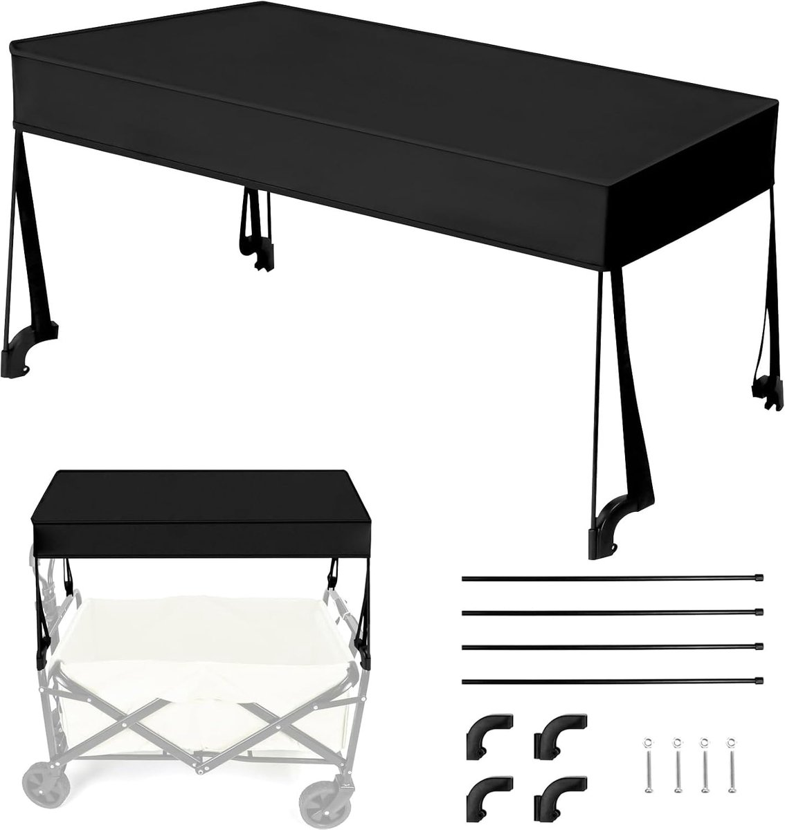 Luifel voor bolderkar, opvouwbaar, regenbeschermhoes, bolderkar, luifel, shade cover voor kinderen, opvouwbaar, strand, push-pull-wagon cart, vervanging, waterdicht, afneembaar (L 90 x B 45 x