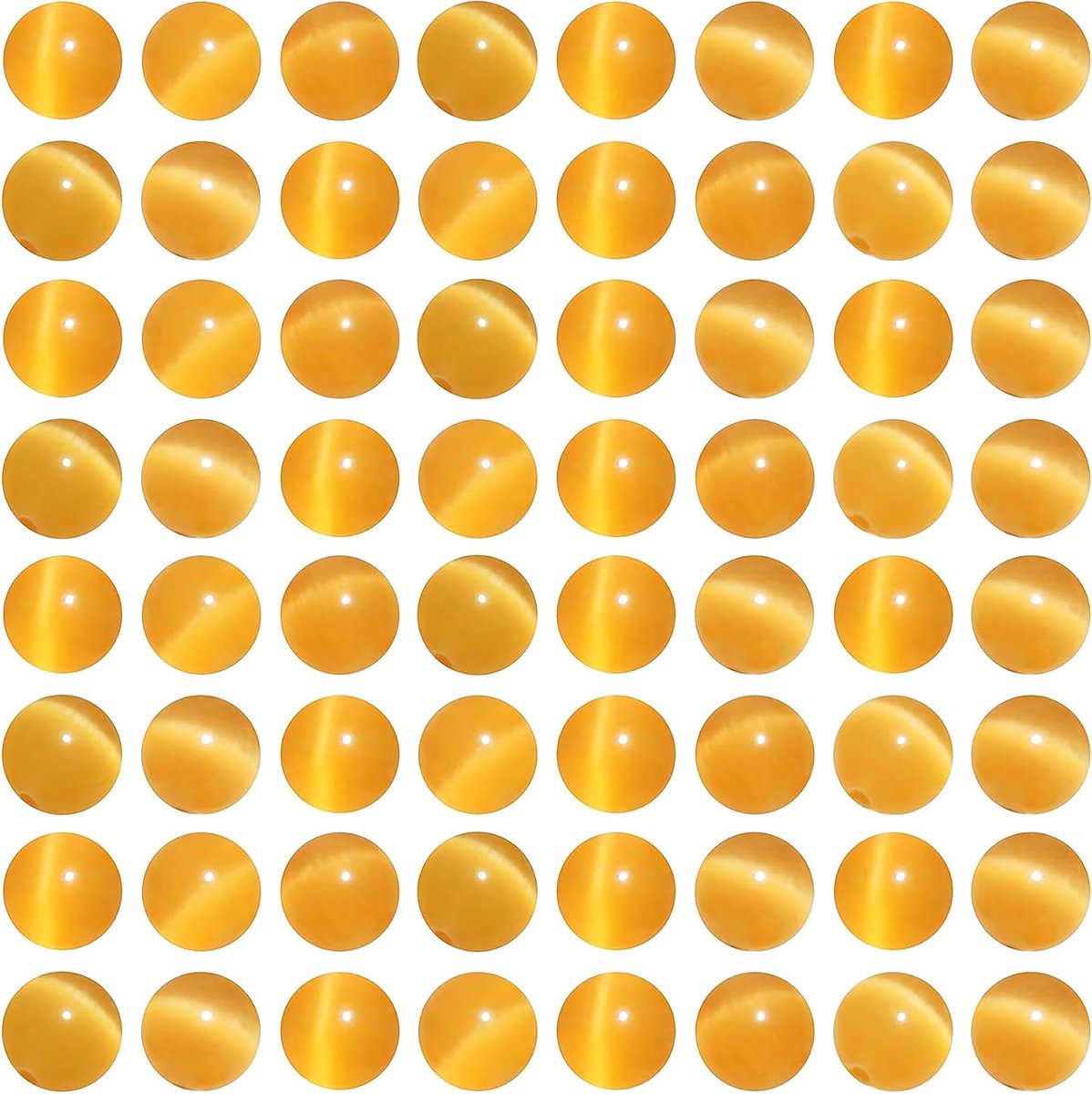 45 stuks Goudgeel Gekleurde Kattenoog Kralen 8mm Ronde Losse Kristallen Kralen voor Sieraden Maken Armbanden Oorbellen Kettingen Accessoires