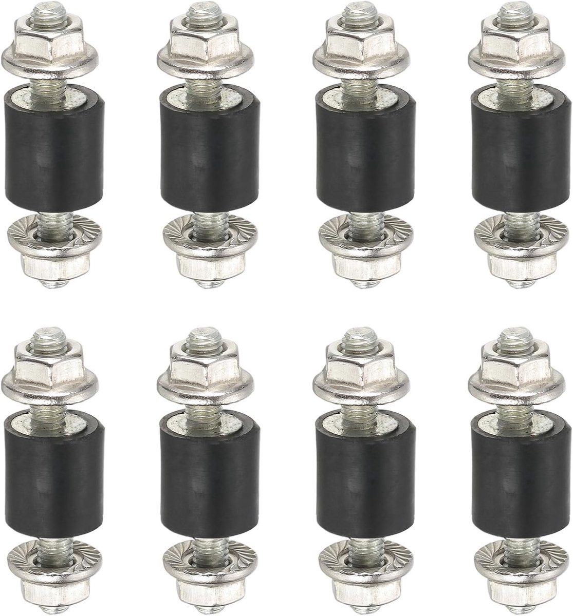 M3 8 x 8 mm rubberen isolatorsteunen, 8 stuks rubberen noppen, schokdemper, anti-vibratie, isolerende dempende bevestigingen met borgmoeren voor motor, luchtcompressor, motoren (24 mm hoogte)