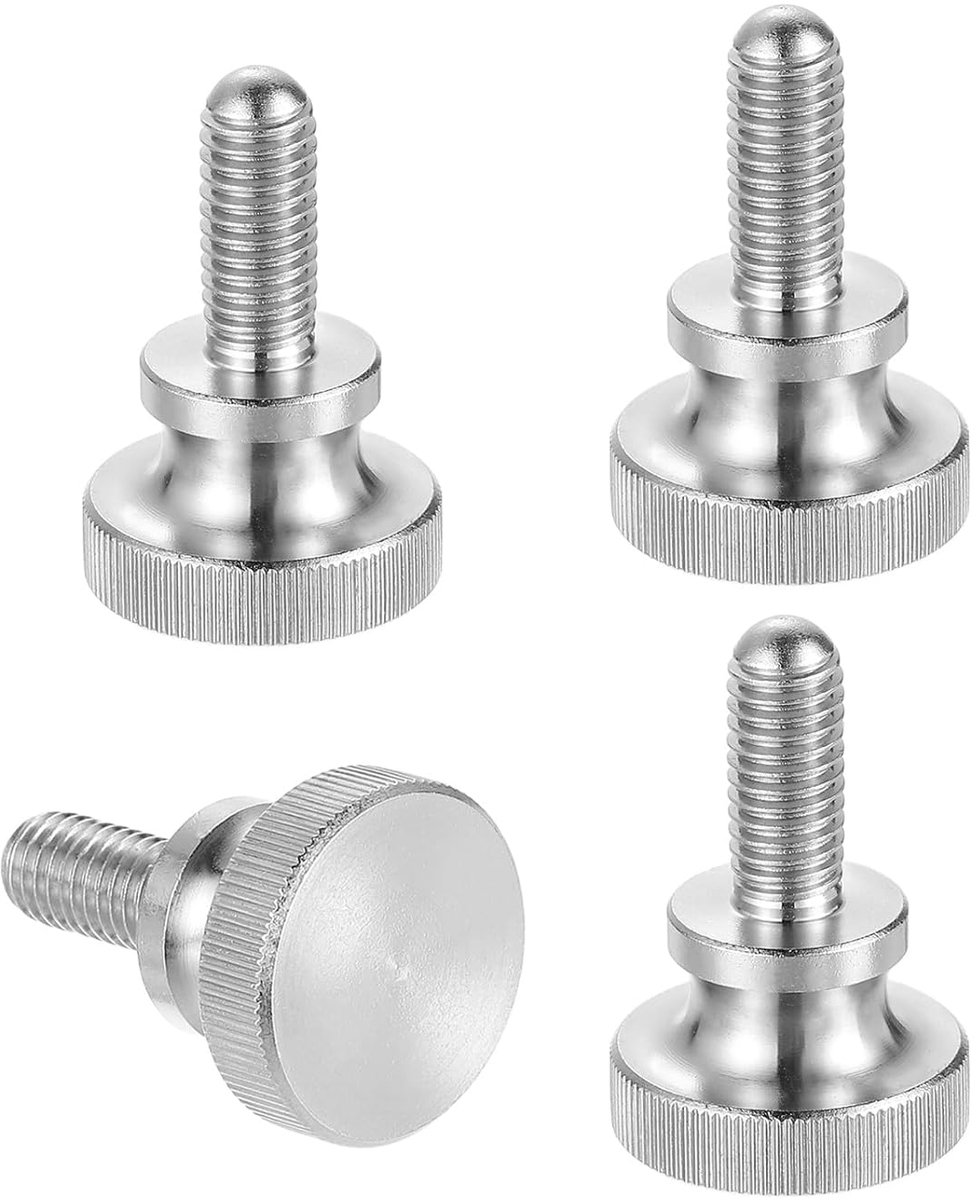 M8 x 20 mm kartelkopschroeven 304 roestvrij staal diamantkop kartelschroeven metrische kartelkopschroeven met schouder handgrepen knoppen handtaansluitende 24 mm diameter 4 stuks