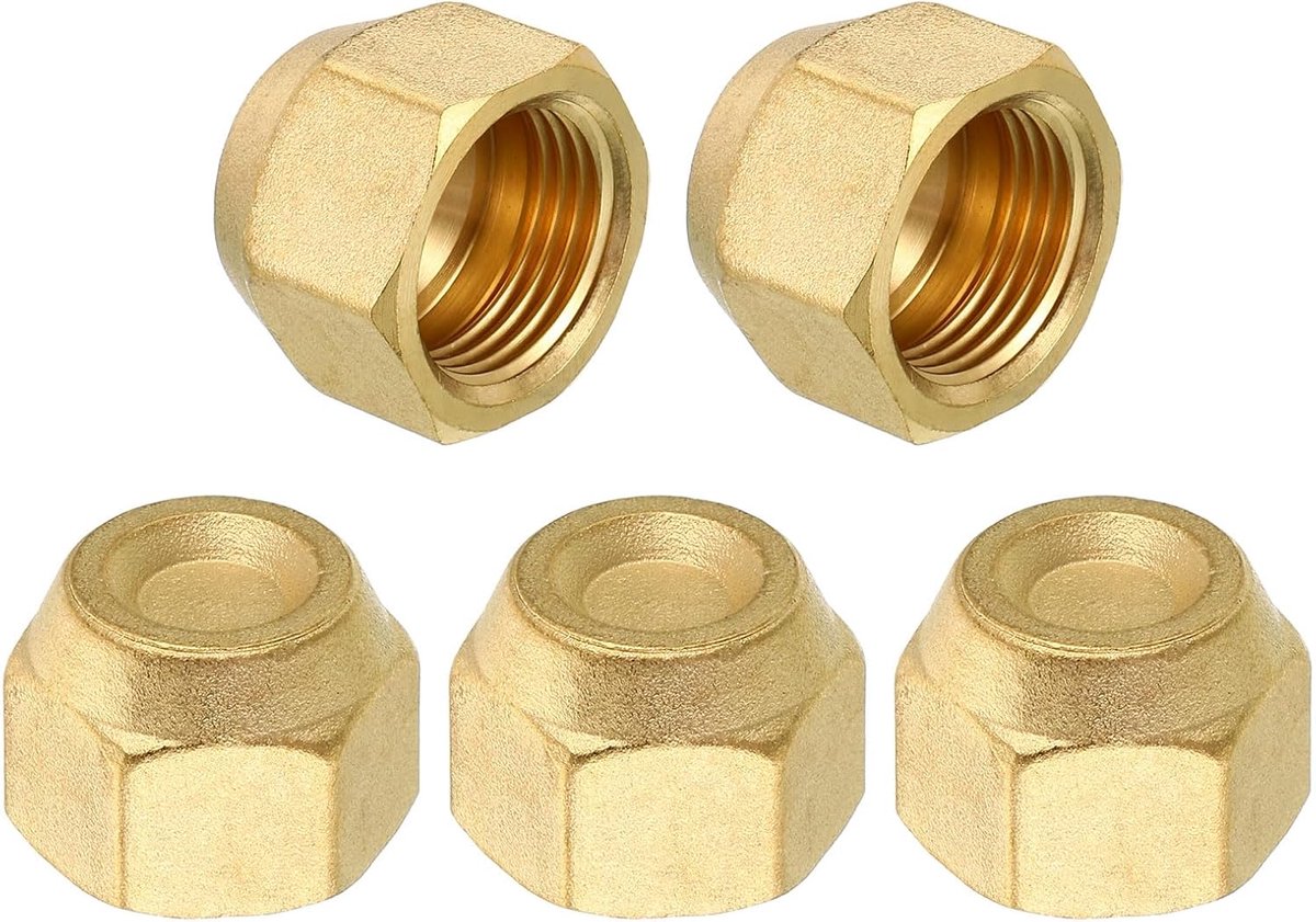 Bussen 1/2 inch messing afdichtstop 5 Pack SAE fakkel buisfitting 45 graden zeskant buisleiding beslag voor airconditioner koeling