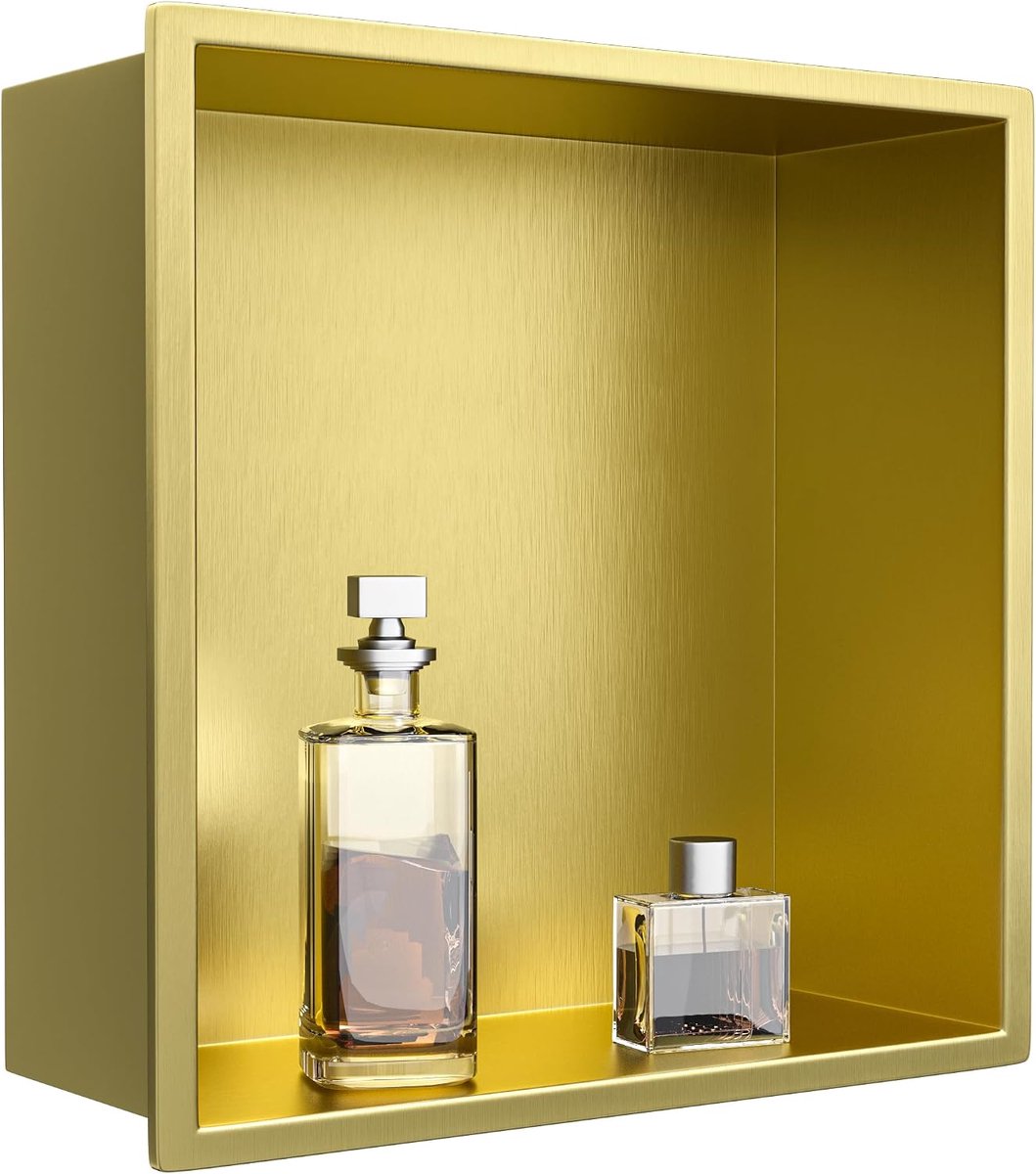 Nische Roestvrij Staal 30 x 30 x 10 cm Wand Inbouw Opbergmap Voor Badkamer, Goud