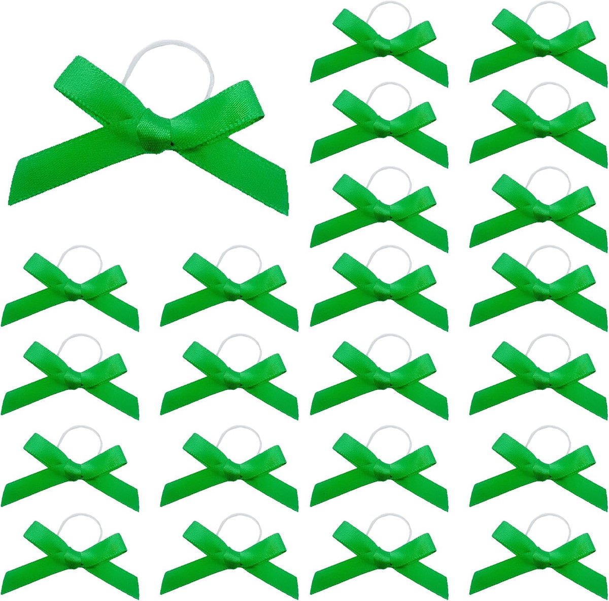 100 stuks Stropdas met Elastisch Band Stropdas voor Knutselen Bowknot Ministropdassen Satijnbandstropdassen Satijnstropdassen met Elastische Banden voor Bruiloften, Handgemaakte Producten (Groen)