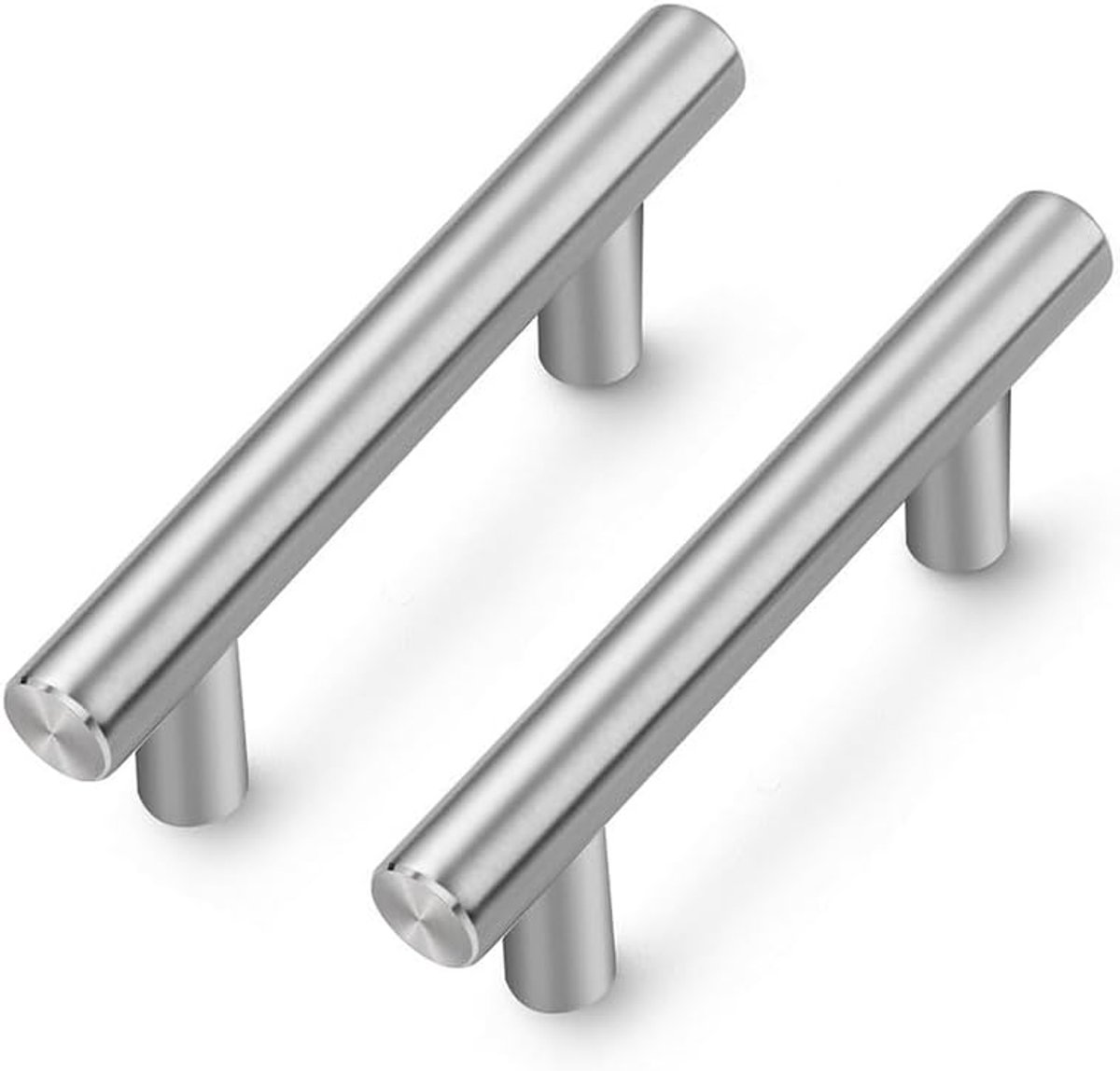 10 stuks zilveren meubelgrepen T-bar handgrepen voor keukenkasten, 64 mm lochtcentrum, roestvrij stalen deurgrepen voor meubels