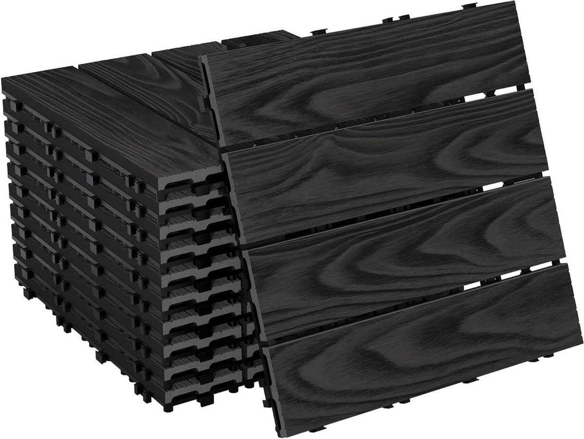 Terrastegels - Vloerbedekking Buiten - Buitenruimte Aankleden - Kliksysteem Drainage - 5 m² Set - Antraciet