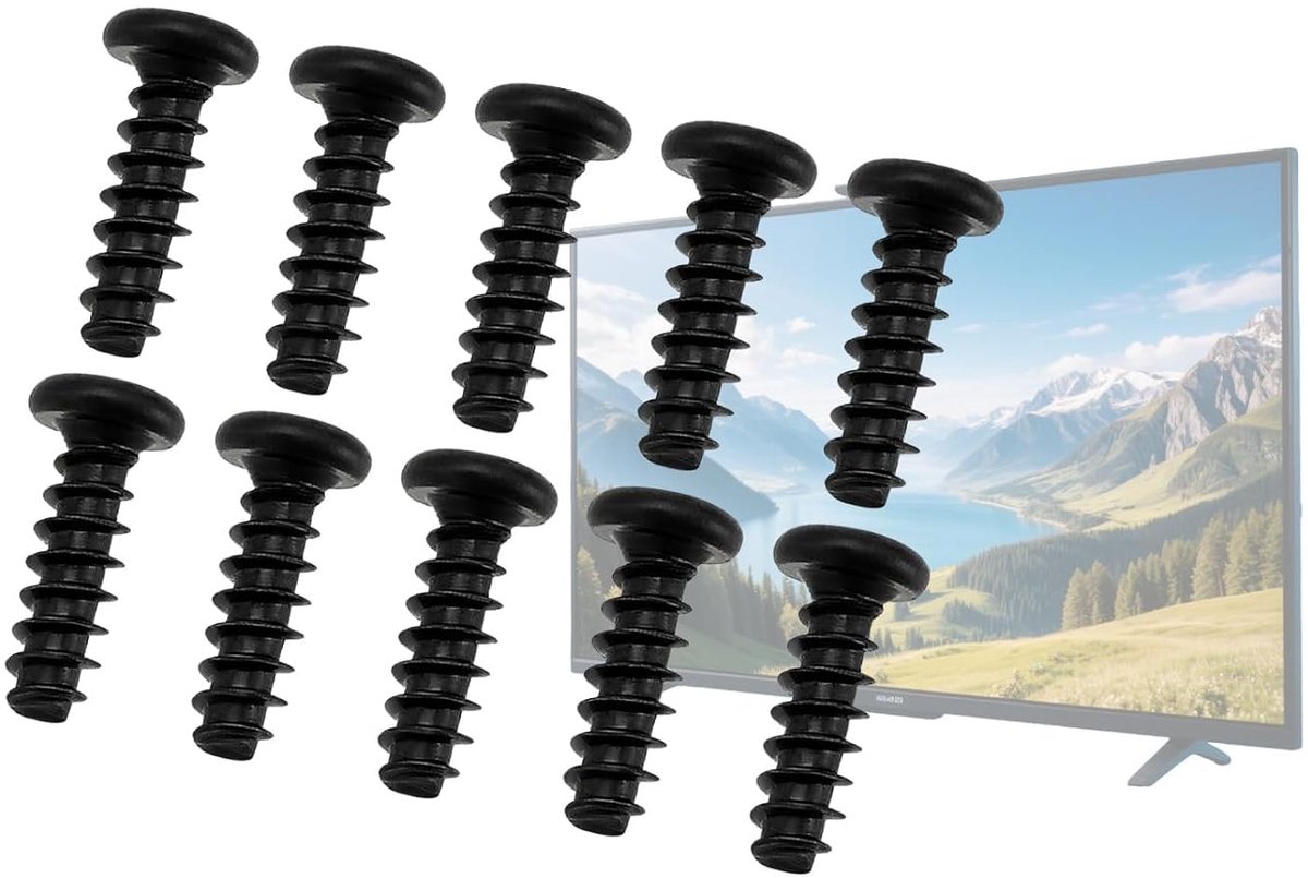 10 stuks M4 x 12 mm reserveschroeven, plaatschroeven voor tv-basisstandaard, geleidingsstandaard en tv-standaard, geschikt voor 6003-001782