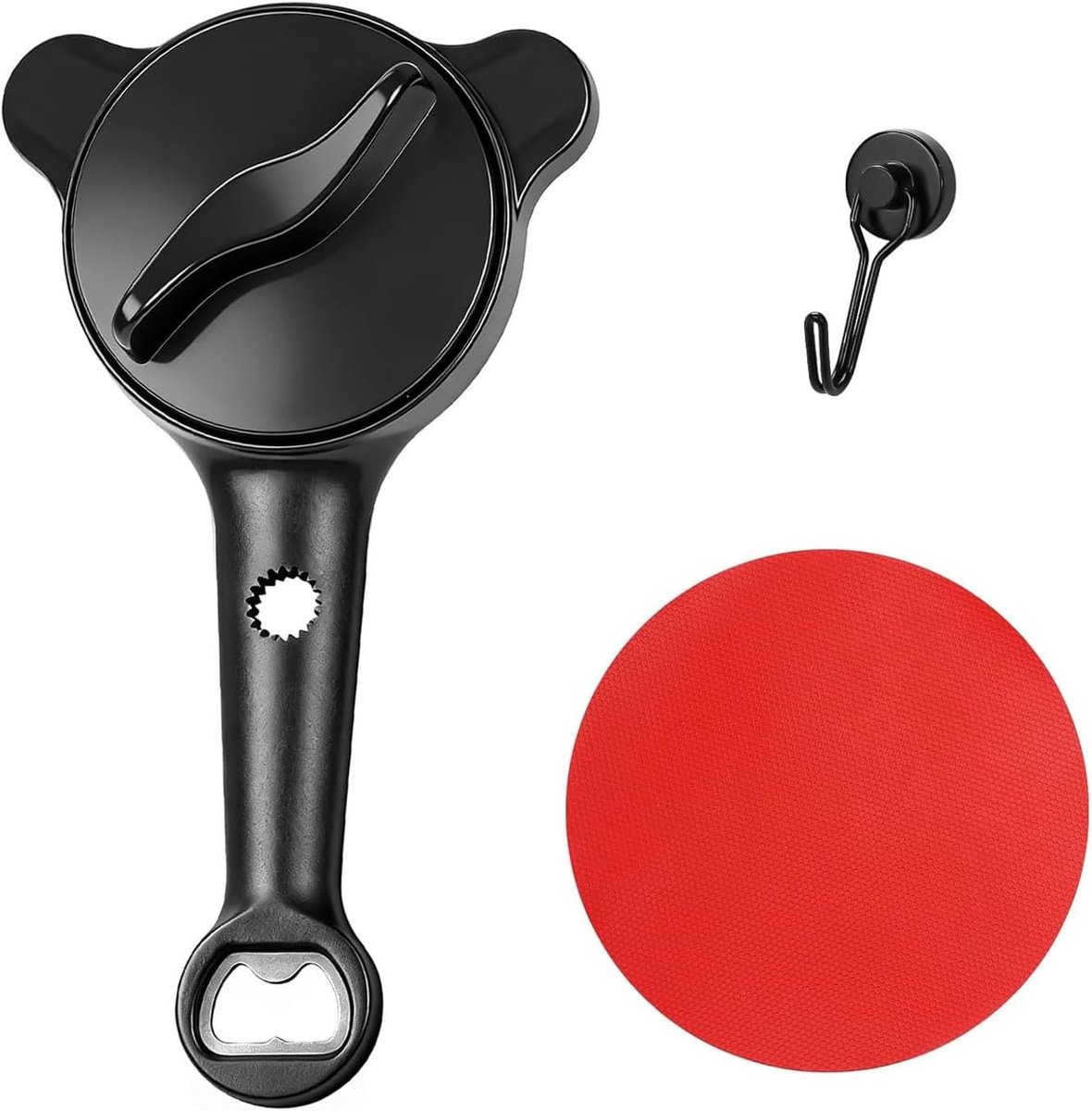 blikopener, flesopener voor senioren, dekselopener, pottenopener, handmatig, verstelbaar 4-in-1 met antislip handgreep
