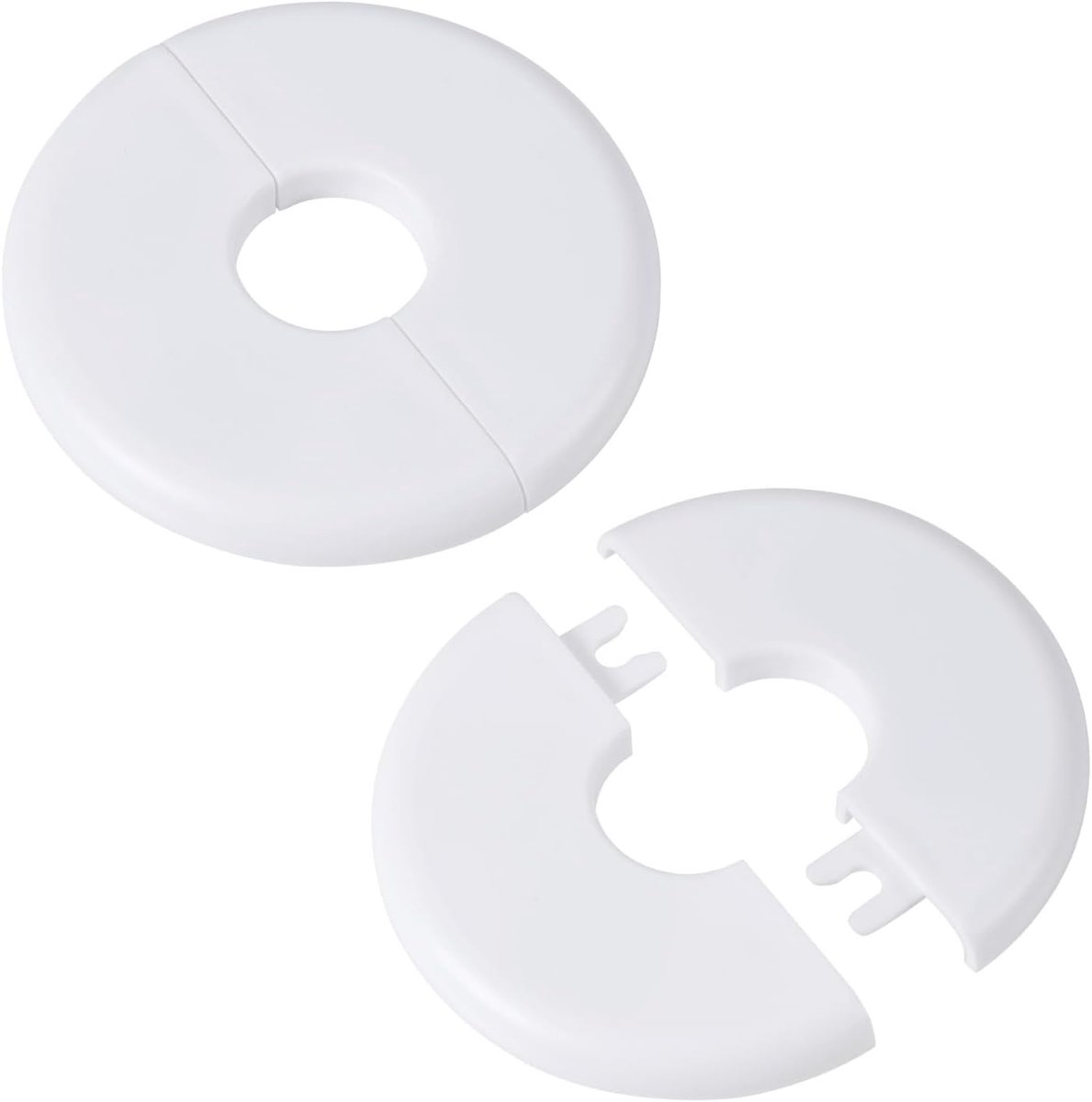 2st Muursplitflens, Zelfklevend Rozetplaat voor 17mm Diameter Waterleidingen ABS Rond Loodgieterswerk Afdekplaten met Gesp-Ontwerp voor Kraan Keuken Toilet (Wit)