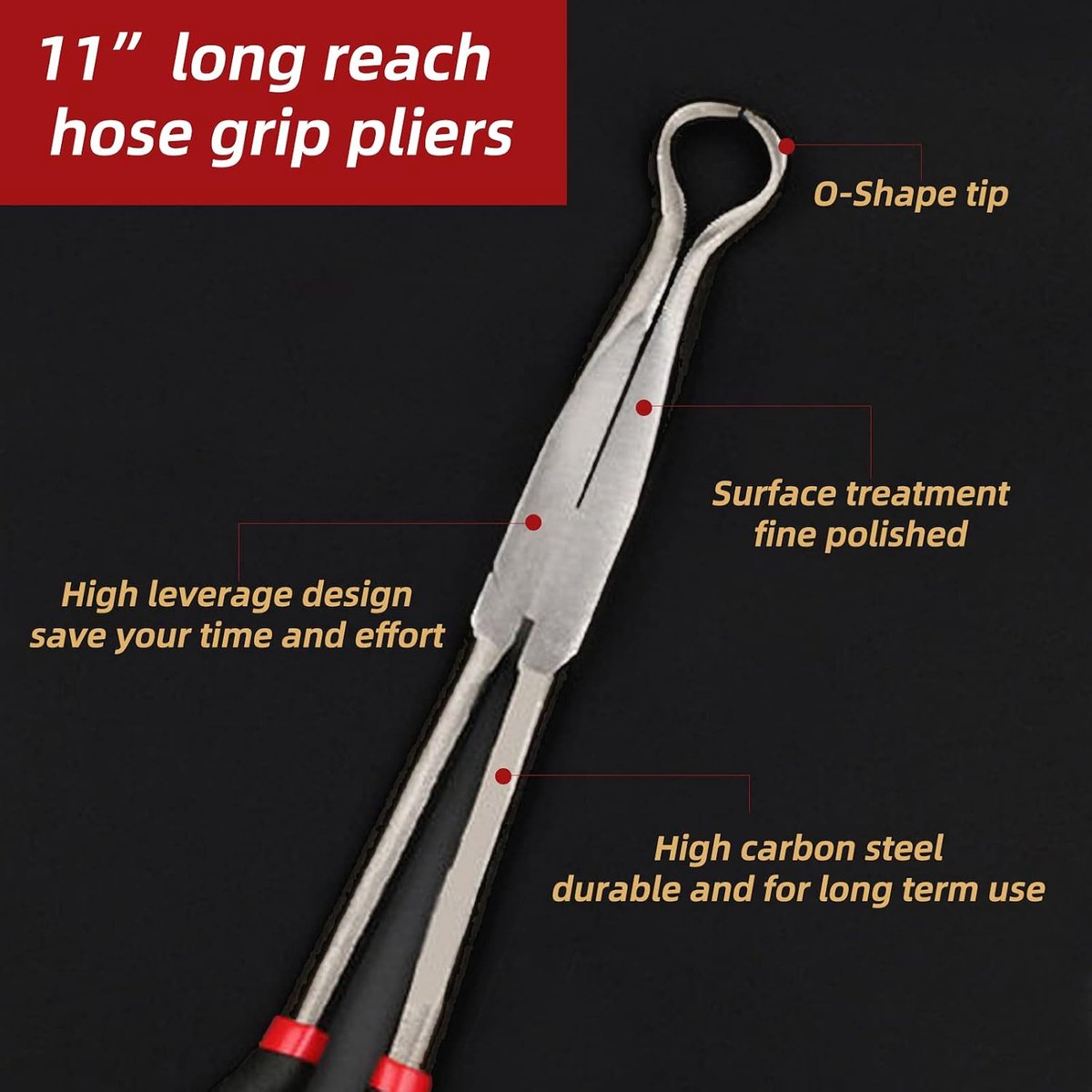 Tang 11 Inch – Bougiekabel Tang voor Bougie Dop en Slangklem – Lange Slangklem Tang met Getande Bek voor Auto Reparatie