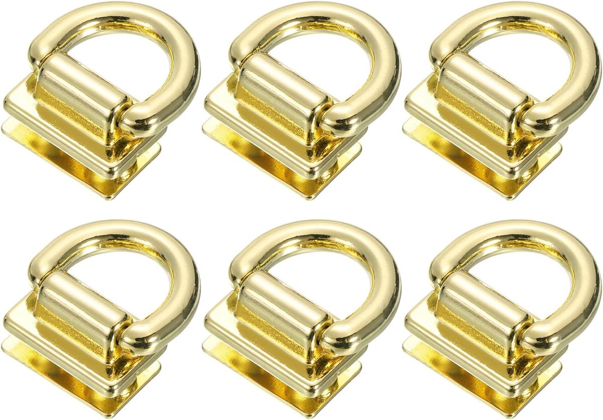 Metalen tasverbinders met D-ring, metalen gesp, 6 stuks tasaccessoires om te naaien, 18 mm, zakzij-clipsluiting met schroeven, voor doe-het-zelf tassen, sleutelhangers (goudkleurig)