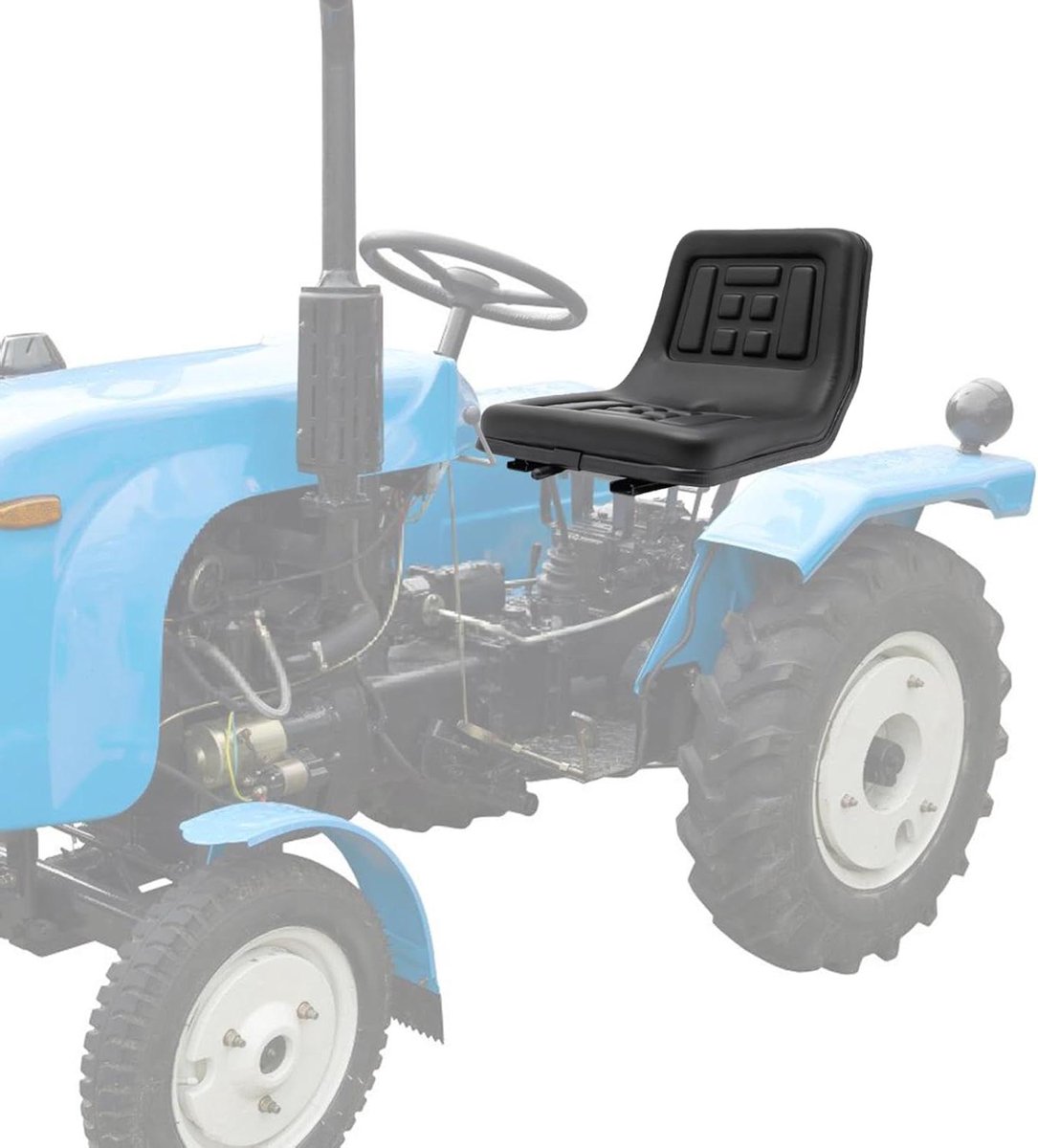 Universele Tractorstoel - Reservezitting Heftruck - Comfortabel Werken - Verstelbare Rugleuning - 15 cm Verstelbaar - Zwart