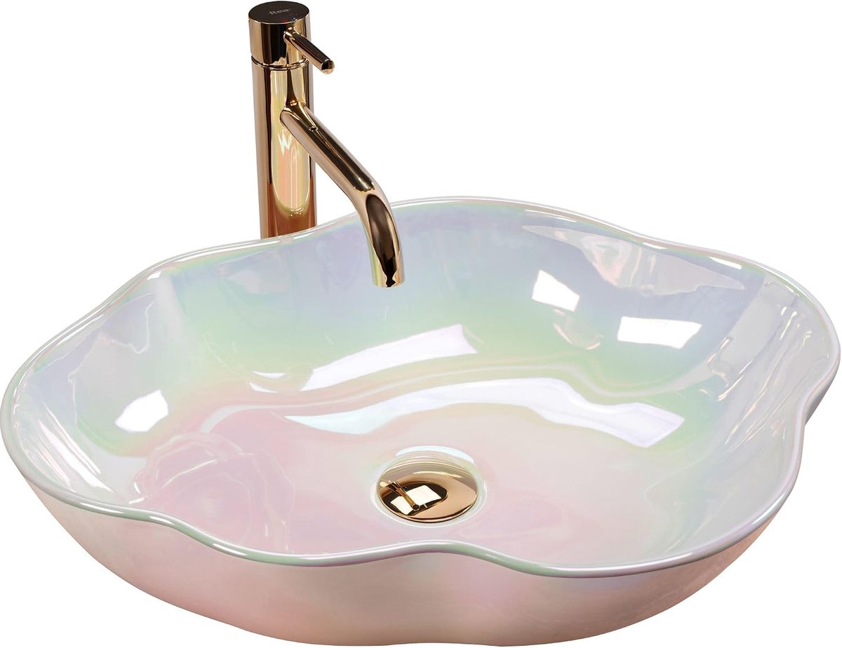 Akoya Pearl Opzetgootsteen Badkamer 500 x 380 x 130 mm Keramiek (parel)