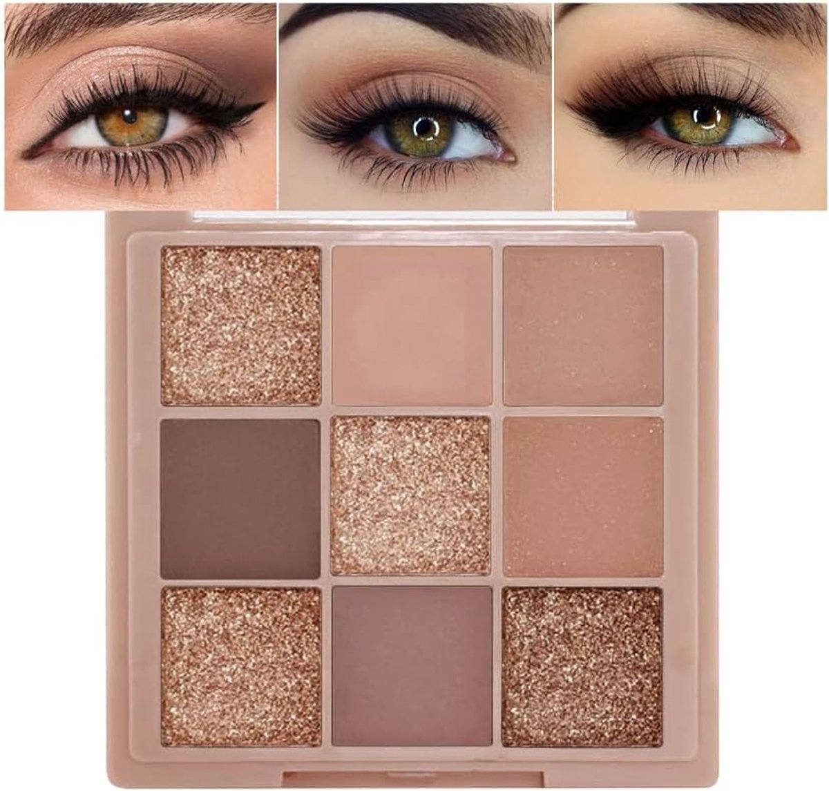 Lidschattenpalette in 9 nude kleuren, natuurlijke oogschaduwpaletten voor vrouwen, oogschaduwpalette in neutrale, lichte kleuren, langdurig, natuurlijk uitziend, #05