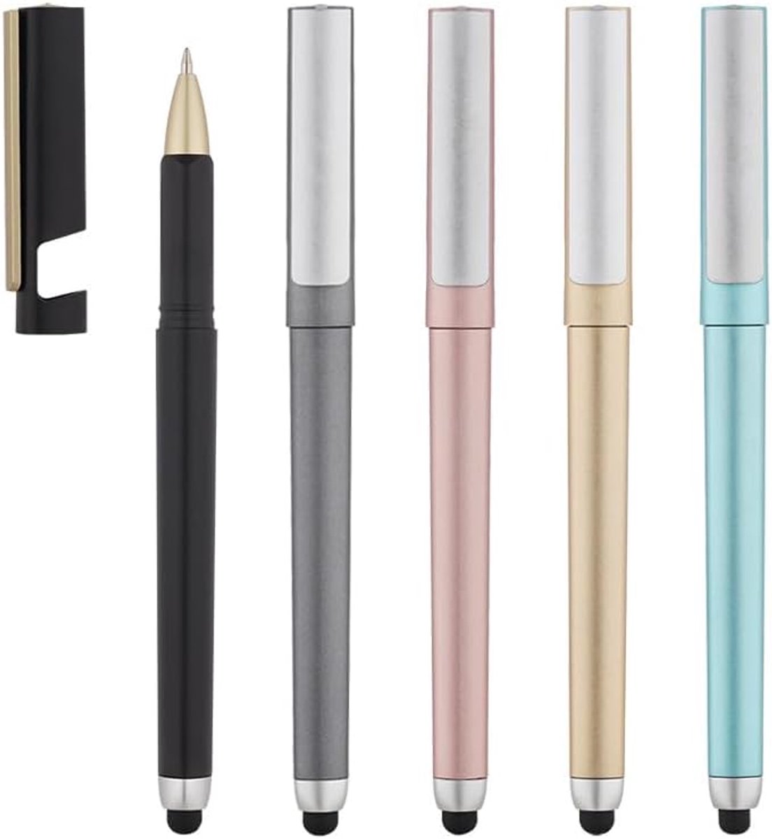 Driehoek neutrale pen mobiele telefoon stand pen kleur staaf touch handtekening pen (blauw)