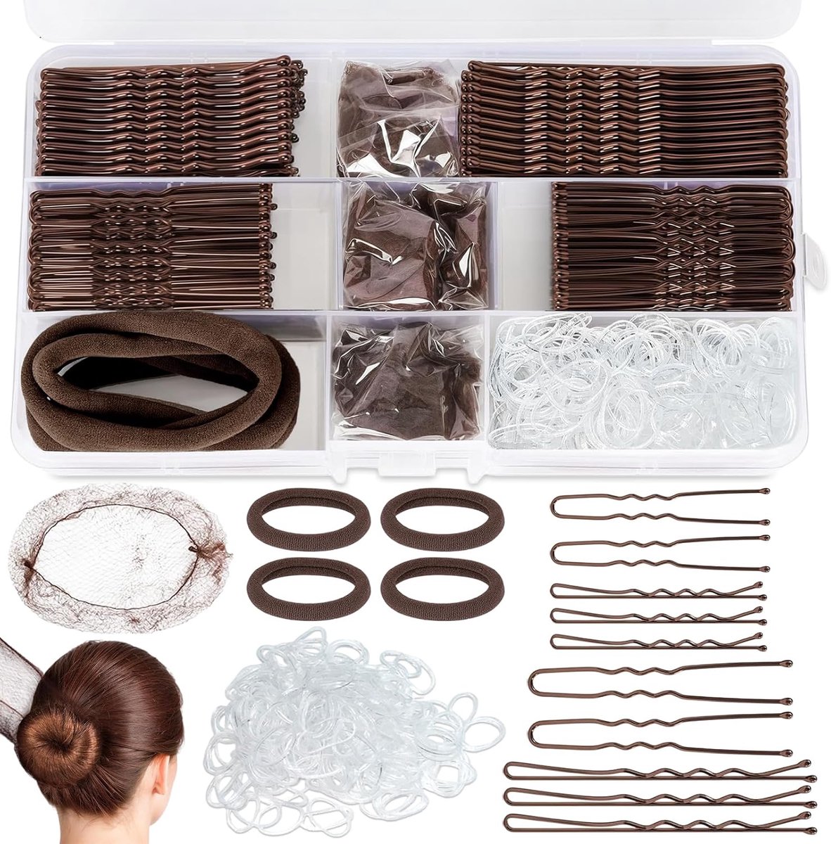 Haarspelden Bobby Pins Set, bruin
