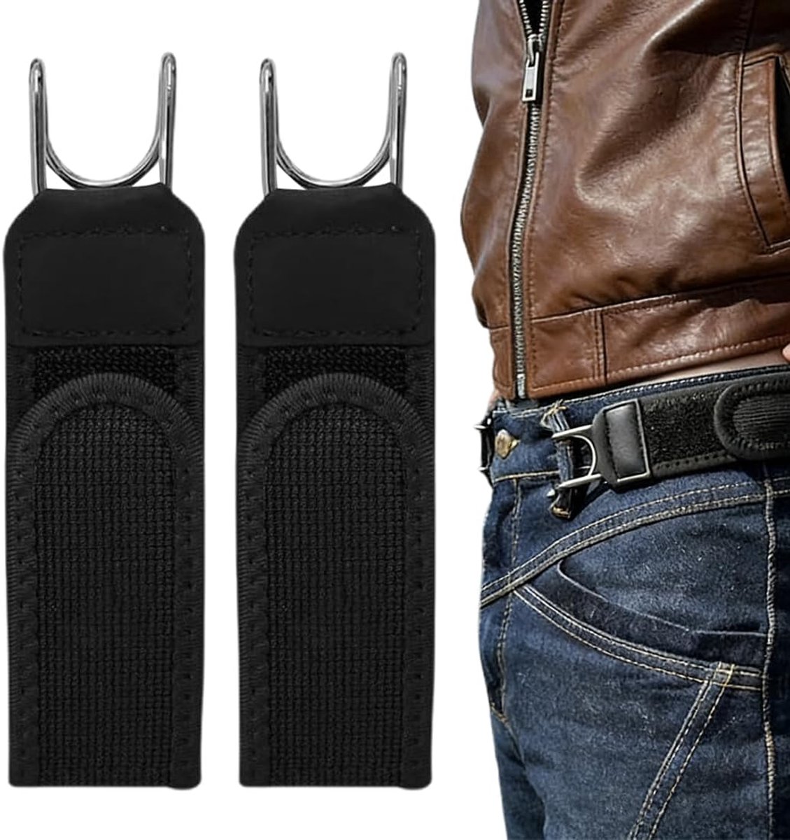 Riemen met metalen haken, elastische gesp riem voor heren en dames, voor werk, vrije tijd, zakelijk