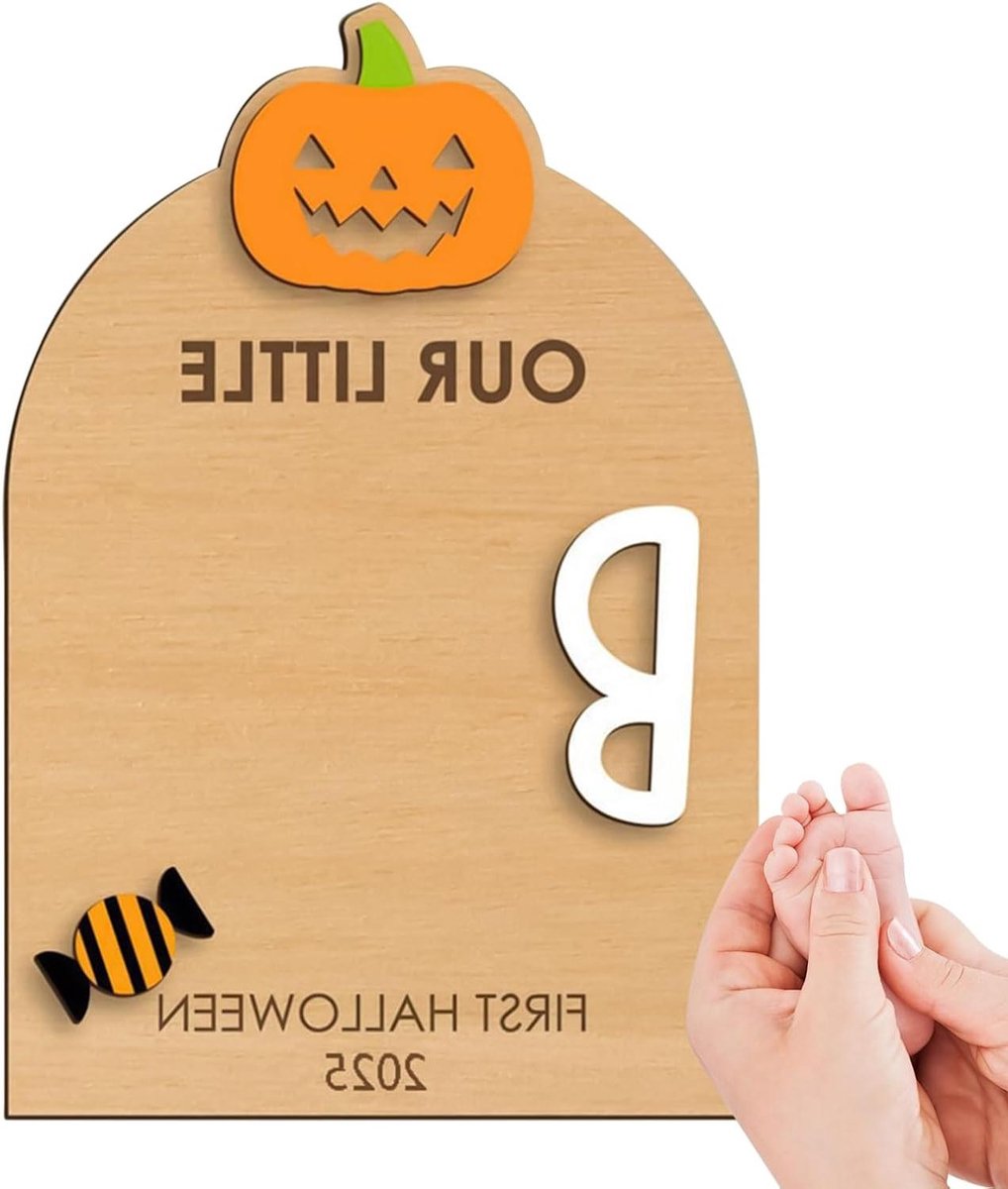 Baby Voetafdruk Kit - Handafdruk Set - Herinnering Maken - Natuurlijke Materialen - 18x26 cm - Pompoen