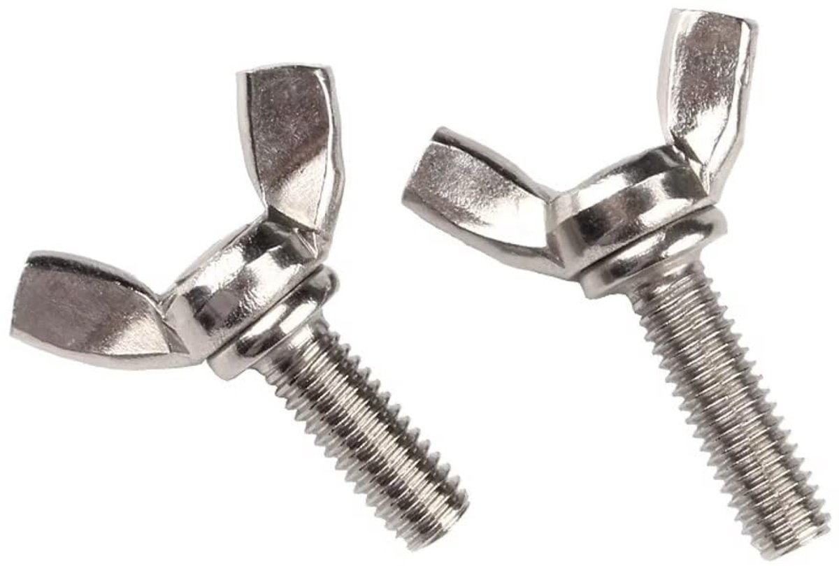 304 roestvrij staal vleugelbouten Wing Bolts kartelschroeven M6 x 10 mm (5 stuks)