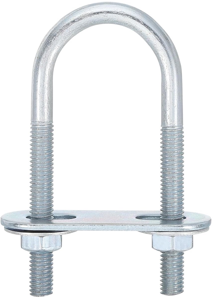 U-bouten, 1 set 25 mm binnenbreedte 70 mm lengte M6 U-bouten van verzinkt koolstofstaal met moeren en platen, voor boottrailer
