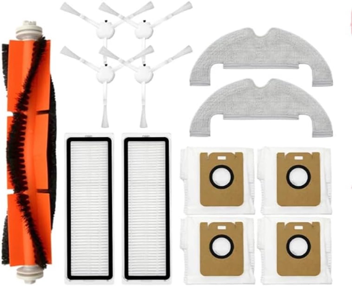 Reserveonderdelen Accessoires Dreame Bot D10 Plus/RLS3D/Z10 Pro/L10 Plus 13 onderdelen, 1 x hoofdborstel, 2 x HEPA-filters, 4 x zijborstels, 4 x stofzuigerzakken, 2 x dweilpads