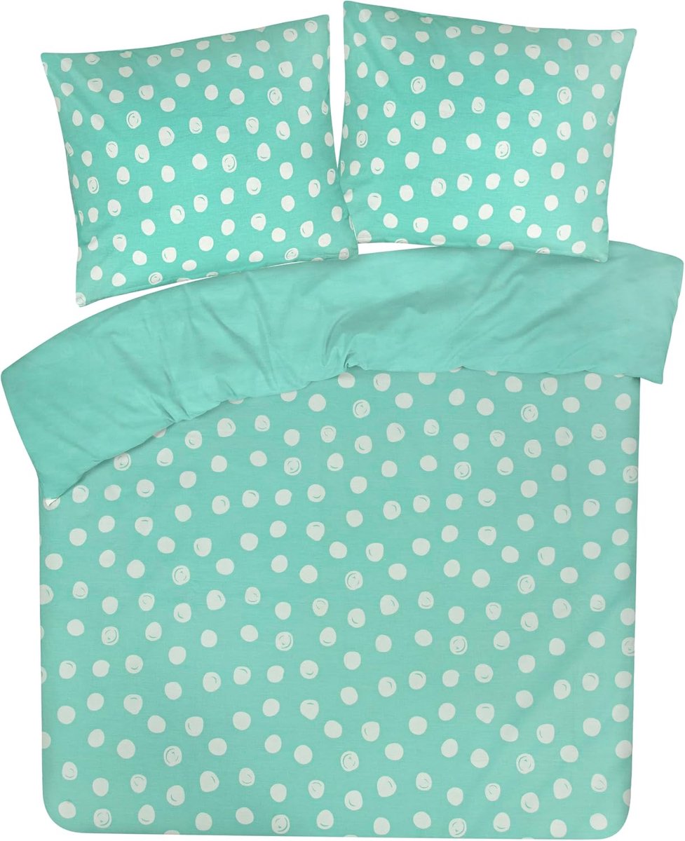 Dekbedovertrek 140x200 cm - 100% katoen - stip aqua - zacht en ademend - SnelShoppen