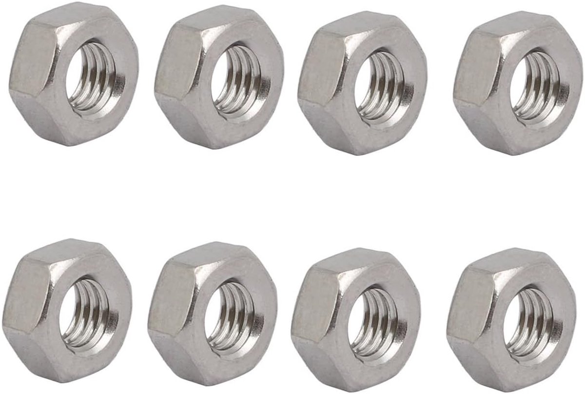 sourcing map 8 st. Links hand zeskantmoer schroefdraad 304 roestvrij staal metrisch M6 x 1mm de