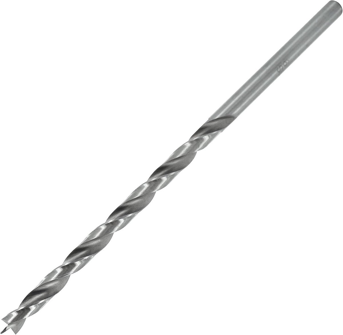 50406 Houtdraaiboor Ø 6 mm, extra lang 150 mm, Snelstaal, met centreerpunt en voorsnijkant, D 6 x NL 100 x GL 150 mm, schacht cilindrisch