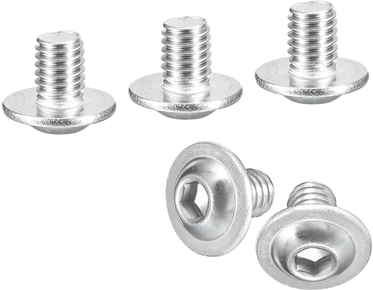 50 stuks inbusschroeven met flenskop, M6 x 8 mm, 304 roestvrij stalen lenskopschroeven, binnenzeskant, volledige schroefdraad voor meubelmontage (zilver)