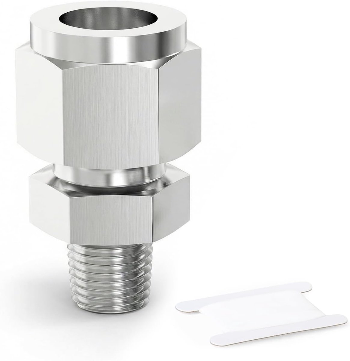 1 stuk 304 Roestvrijstalen Knelfitting, 25mm Buis OD x 3/4" BSP Mannelijke Rechte Connector, Hydraulische/Pneumatische Buisadapter met Enkele Knelring voor Water, Olie, Gas & Lucht