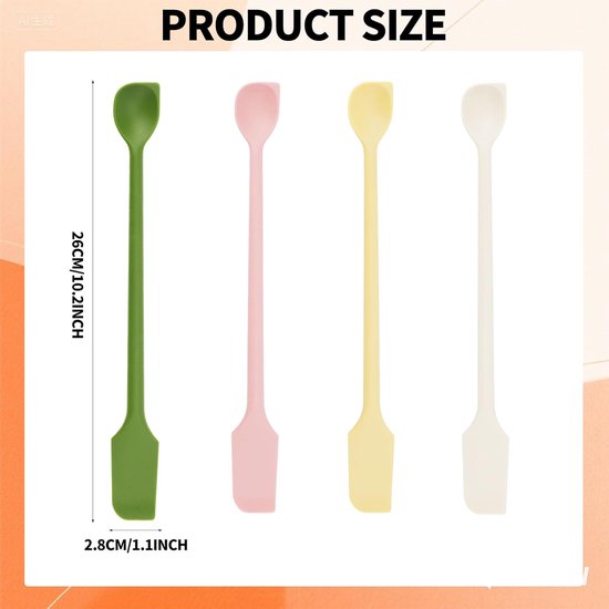 Spatels, Dunne Gebogen Uiteinden voor Schrapen Slanke Schepkop voor Scheppen en Mengen Accessoire for Keuken Potten Cosmetica Smalle Flessen — afbeelding 2