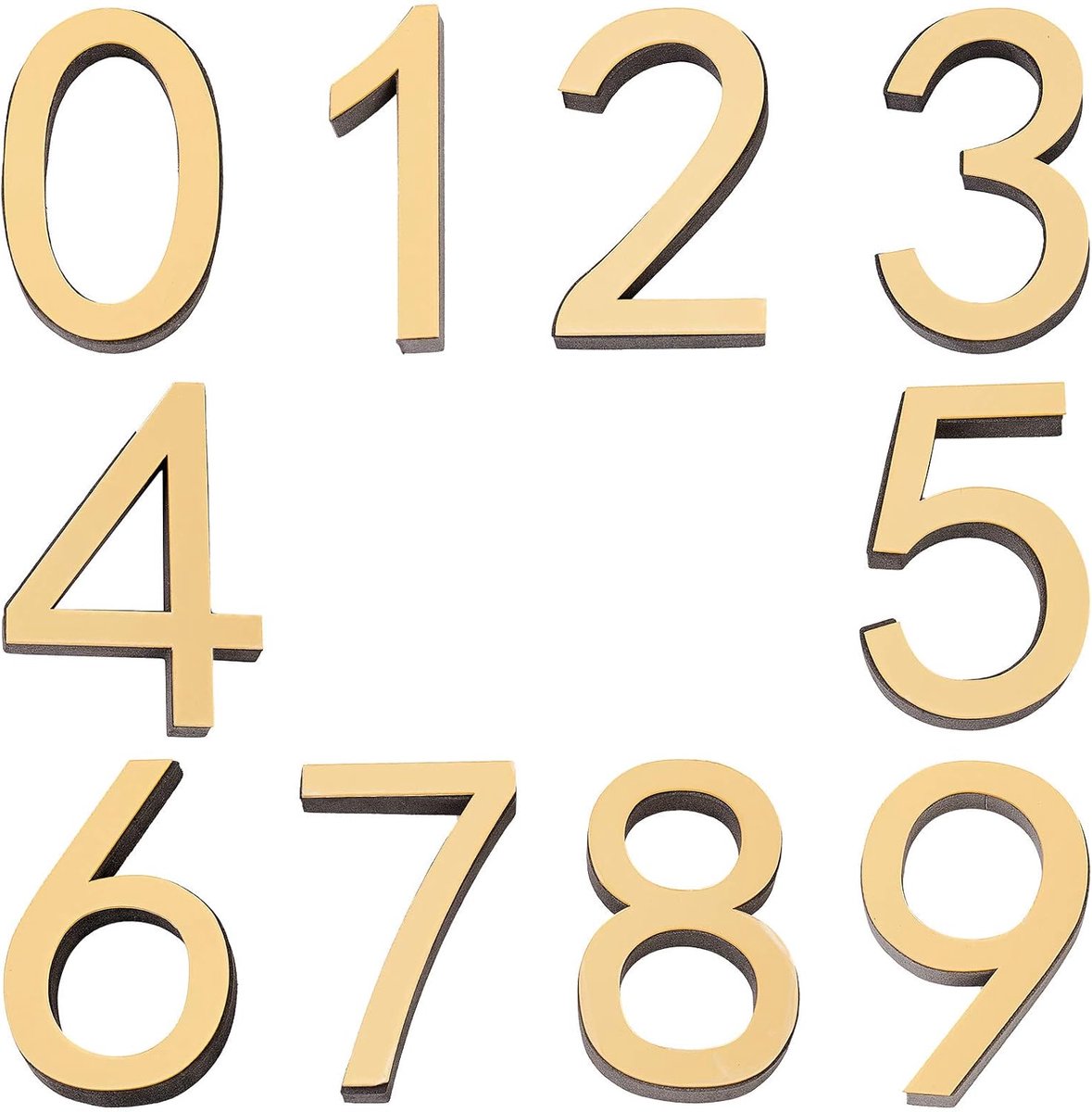 10 stuks brievenbusnummers 3 inch zelfklevende deur huisnummers straatadres nummers stickers voor thuis kamer buiten, 0 tot 9 (goud)