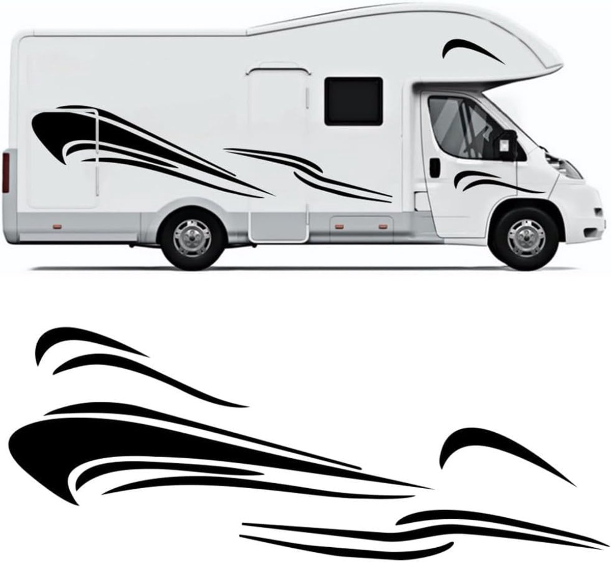 Strepen Decoratie, Auto Stijlvolle Stickers, Automotive Grafische Decals Streep Zijden voor RV Camper Caravan Paardenbox Campervan