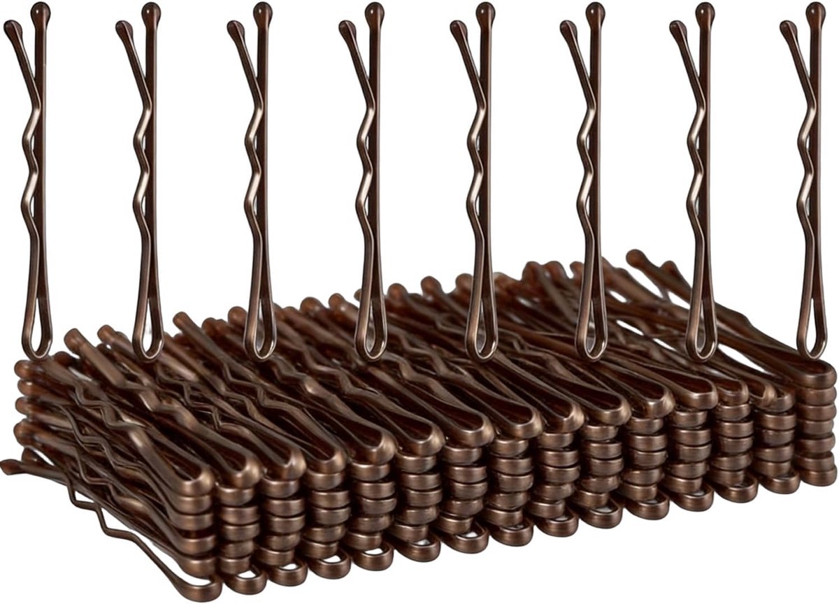 Haarspelden voor dames, van metaal, bobby pins, klein, golvend, ideaal voor alle haartypes (bruin, 3,5 cm)
