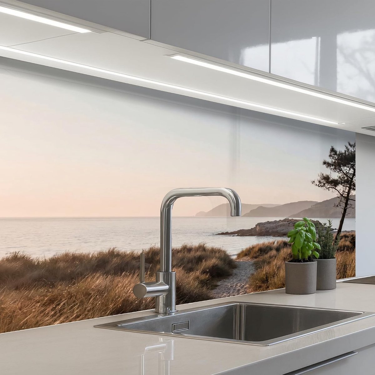 Keukenachterwand 60x100 cm zelfklevend keuken decoratie accessories home kitchen spatscherm Landschap - Kust - Duinen