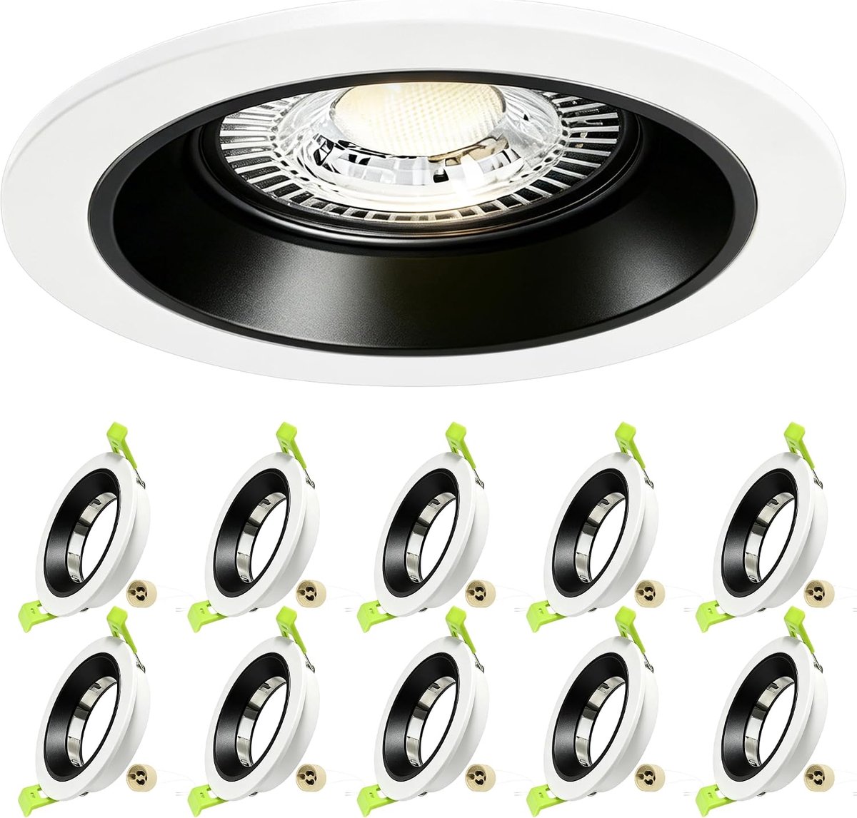 Inbouwframe 4 Stuks, Aluminium Inbouwring met GU10 Fitting, Plat Spotframe, Lichtbron Niet Inbegrepen, Zaagmaat Ø75 mm, Geschikt voor Badkamer, Keuken en Woonkamer