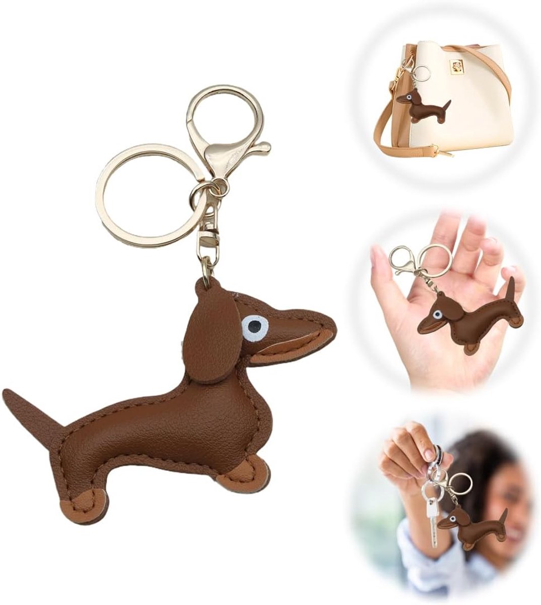 teckel lederen sleutelhanger hond teckel sleutelhanger karabijnhaak accessoires tas sleutel verjaardagscadeau Kerstmis adventskalender cadeau-idee