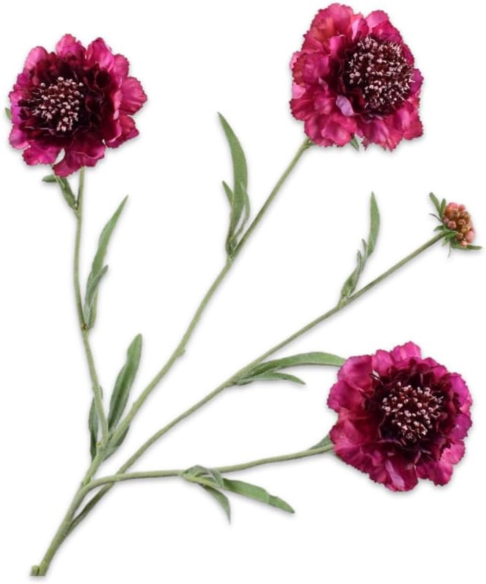 Kunstbloemen scabiosa tak 80 cm - paarse-roze zijde - realistische uitstraling - perfect voor decoratie - SnelShoppen