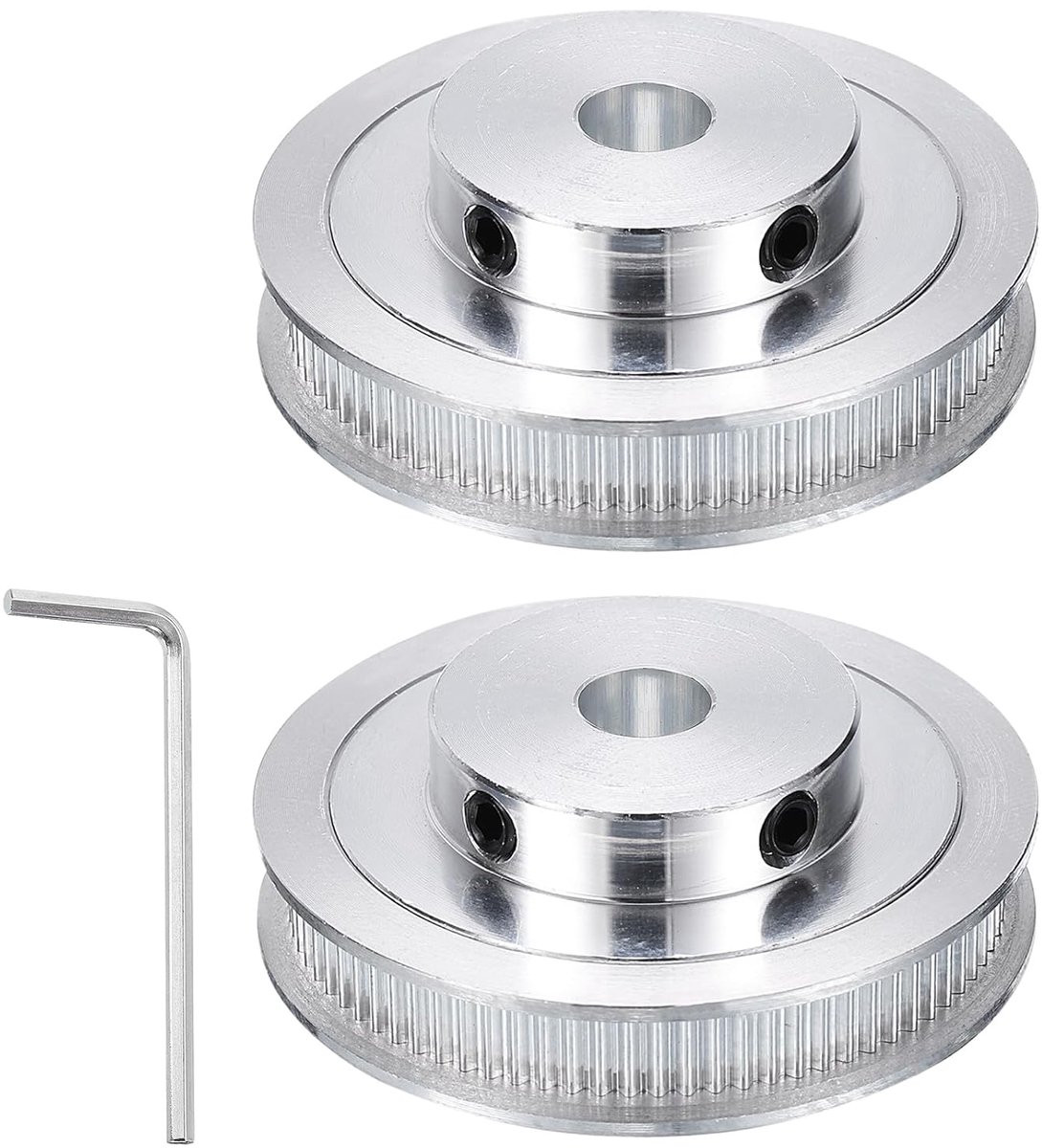 GT-2 Katrol Synchrone Wiel, 80 tanden, 10 mm boring, geschikt voor 6 mm brede riem, aluminiumlegering, tandriemschijf met moersleutel voor 3D-printer, CNC-machine, 2 stuks
