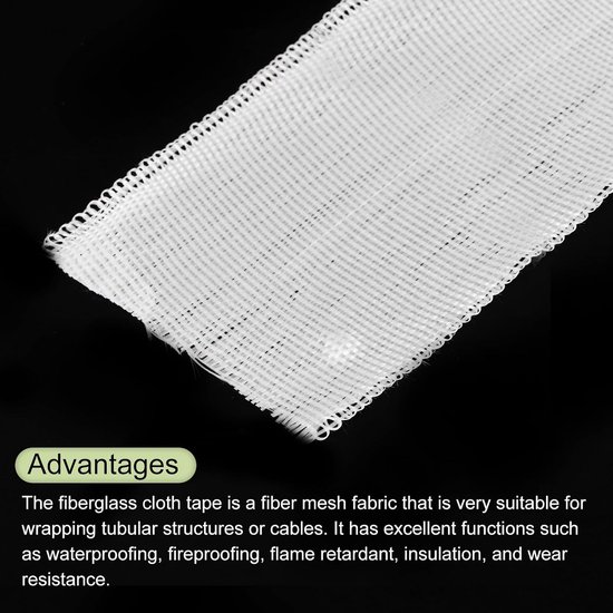 Glasvezeltape, glasvezel, glasvezel, weefsel, isolatietape, 30 m x 50 mm x 0,17 mm voor versterking, reparatie, 2 stuks — afbeelding 4